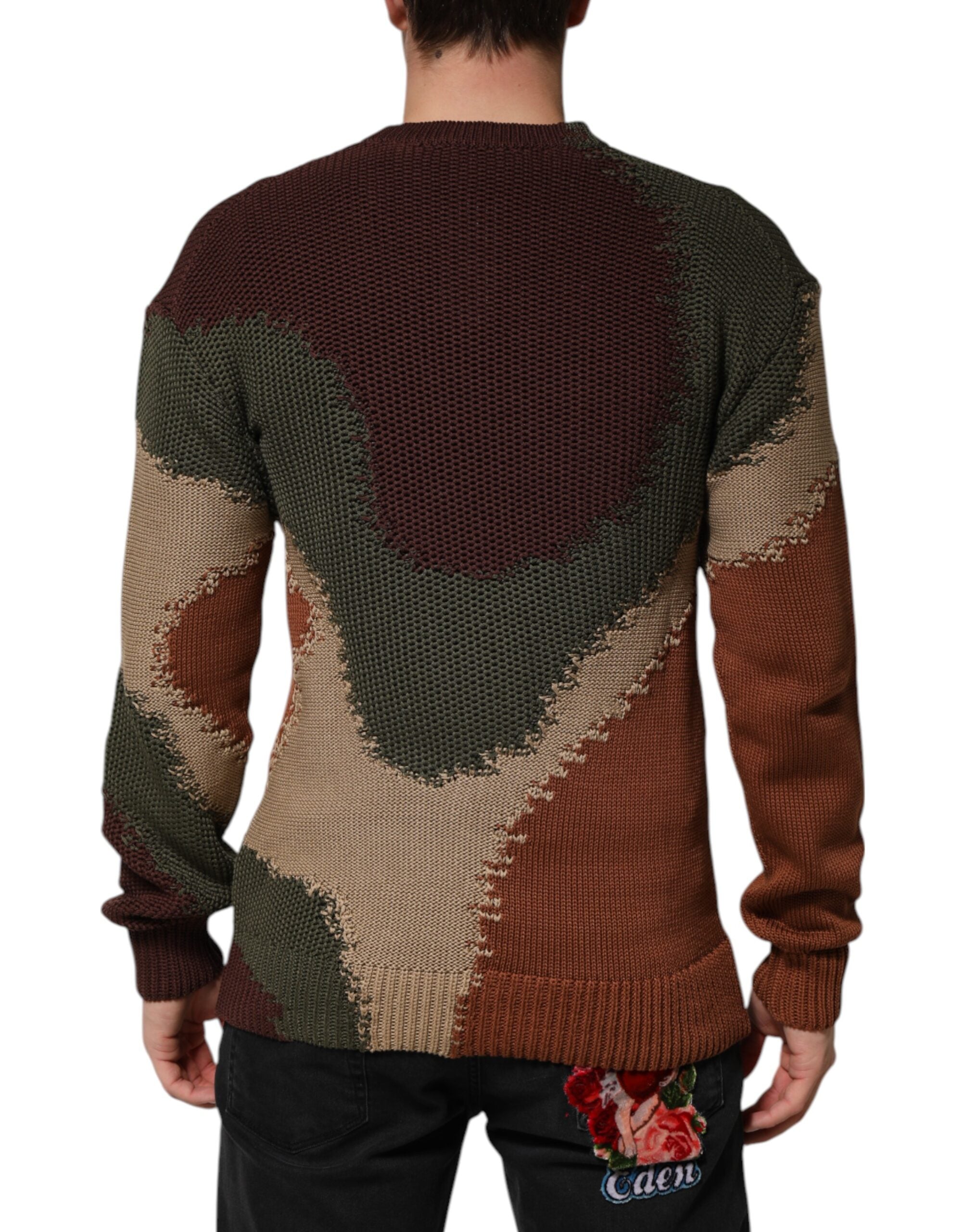 Multicolor Cotton Abstract Men Pullover Sweater - ventzia