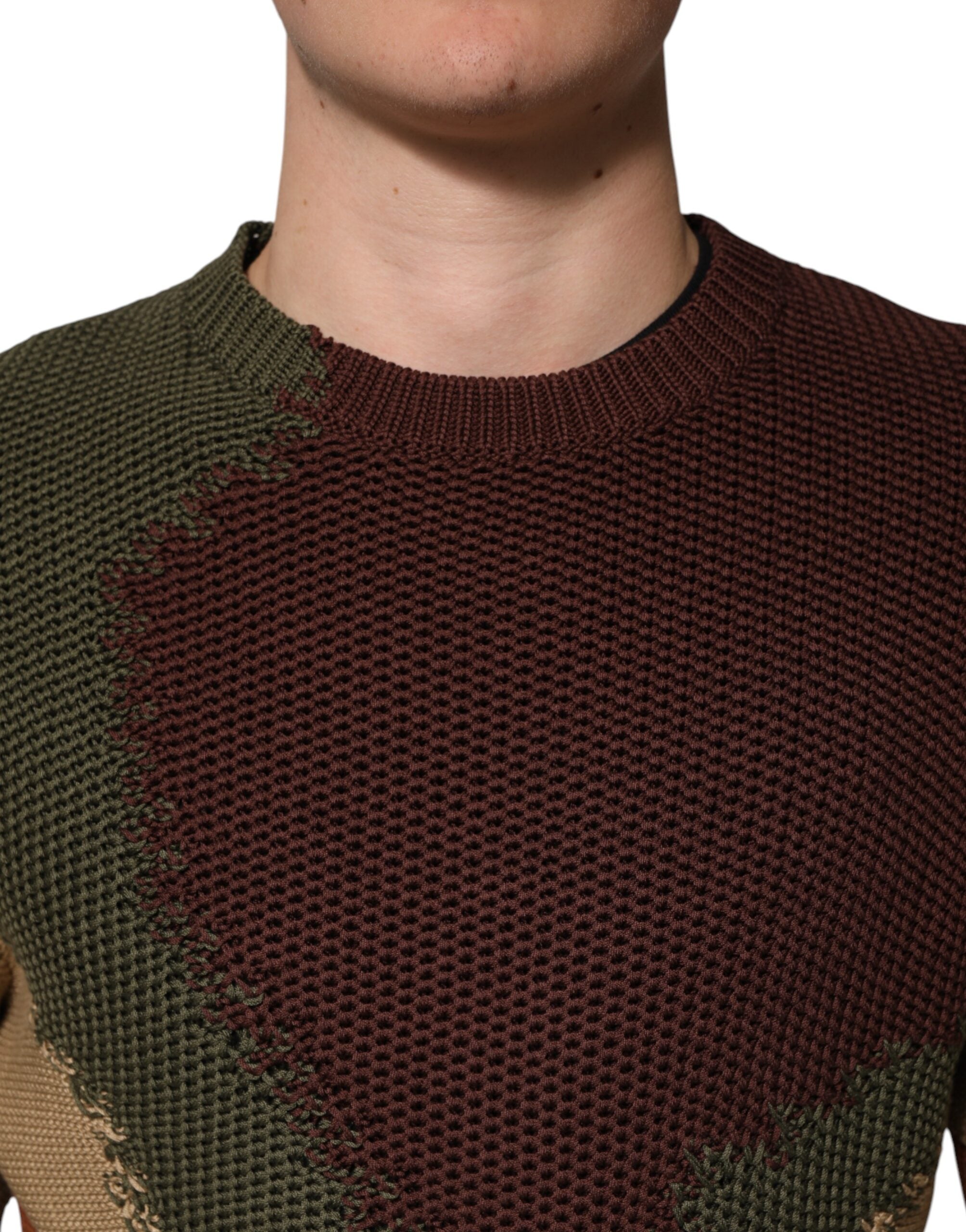 Multicolor Cotton Abstract Men Pullover Sweater - ventzia