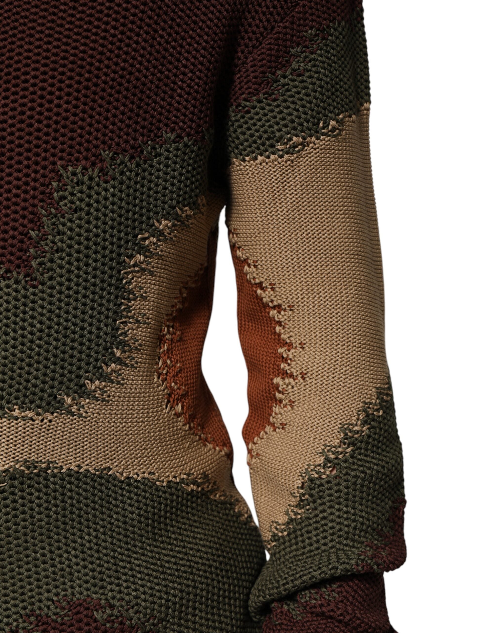 Multicolor Cotton Abstract Men Pullover Sweater - ventzia