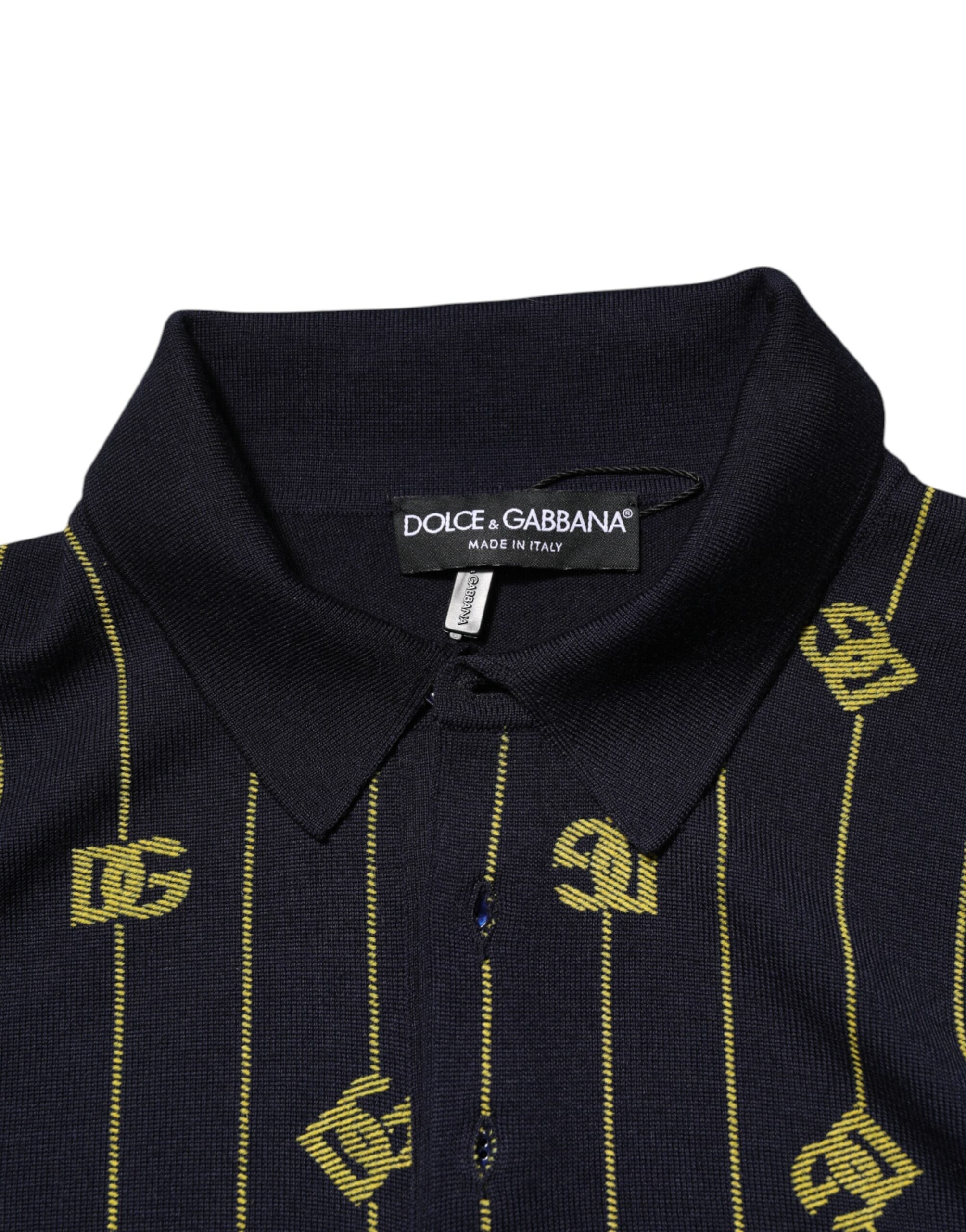 Black Logo Jacquard Knitted Polo Shirt T-shirt - ventzia