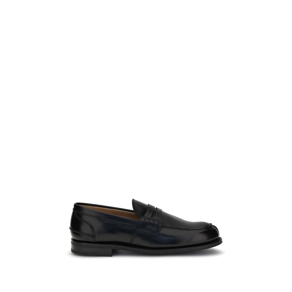 Black Calf Leather Bos Taurus Slip-On Loafers - ventzia