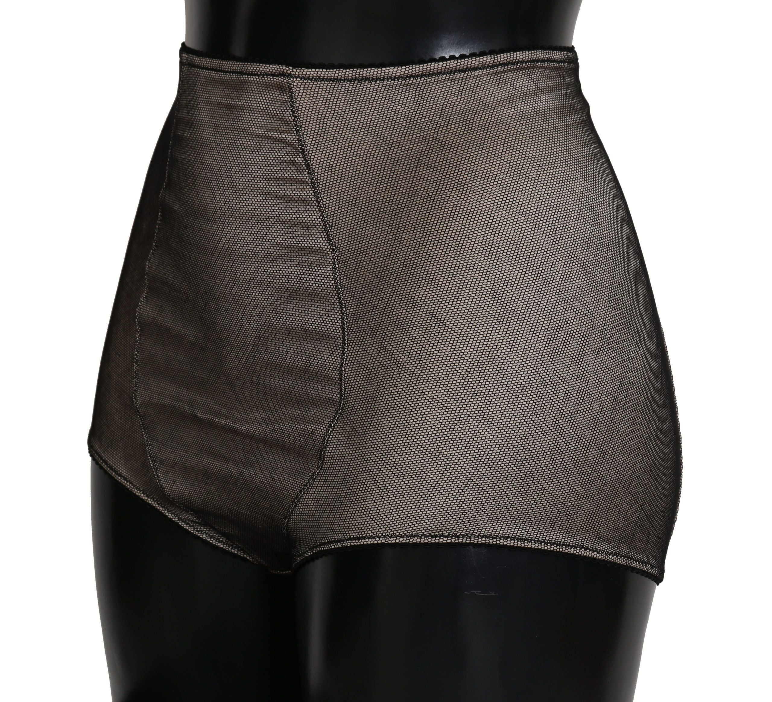 Beige Black Net Cotton Blend Chic Underwear - ventzia