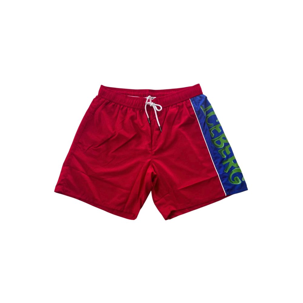 Red Polyester Men Swim Short - ventzia