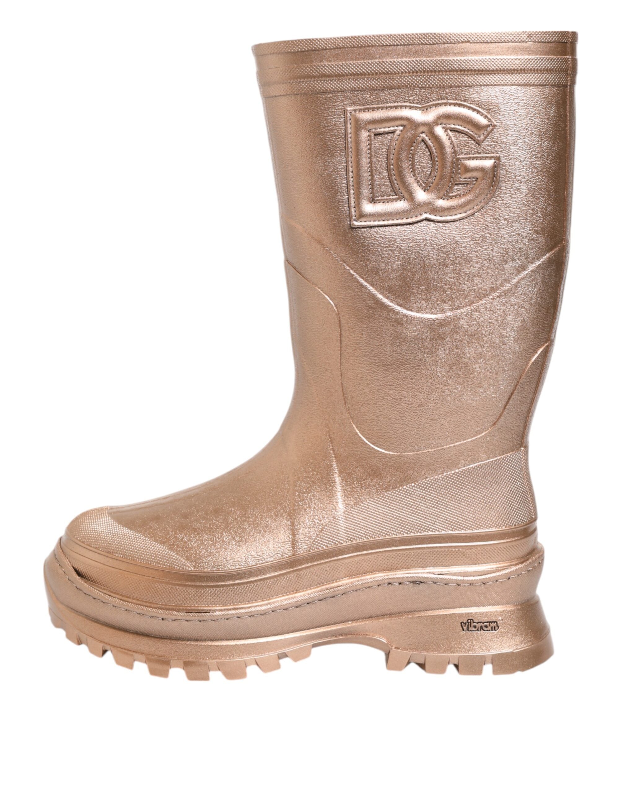Rose Gold Rubber Pull On Rain Boots Shoes - ventzia