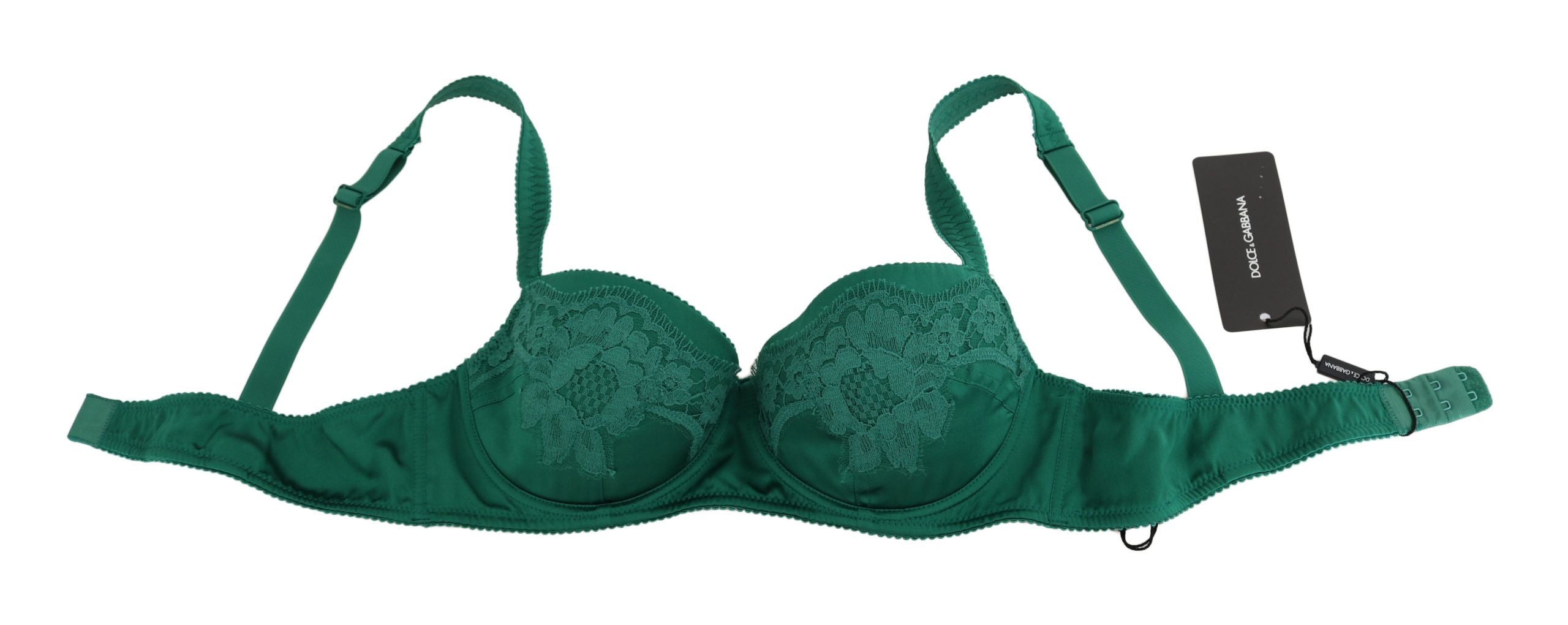 Enchanting Green Floral Lace Silk Bra - ventzia