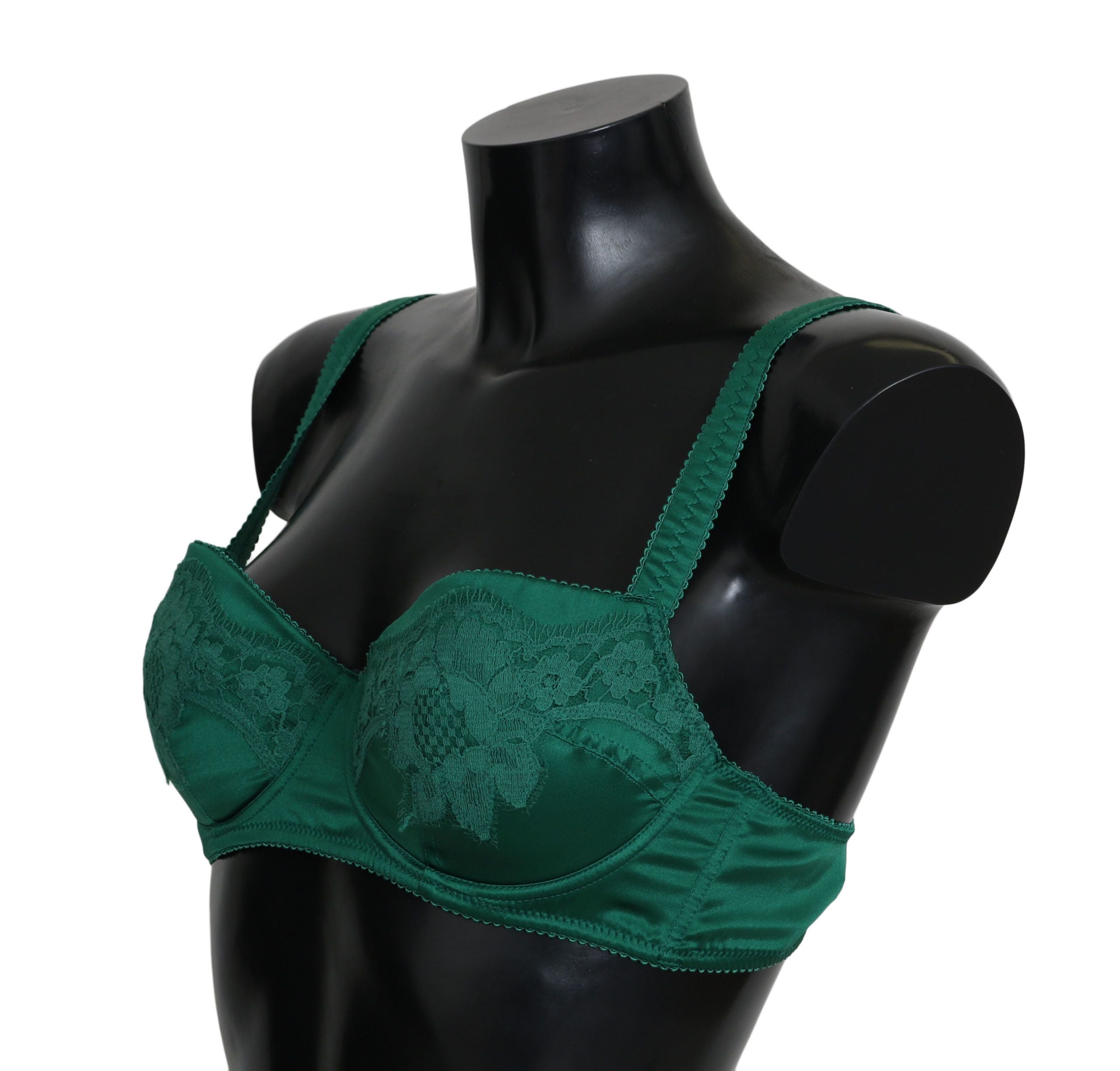 Enchanting Green Floral Lace Silk Bra - ventzia