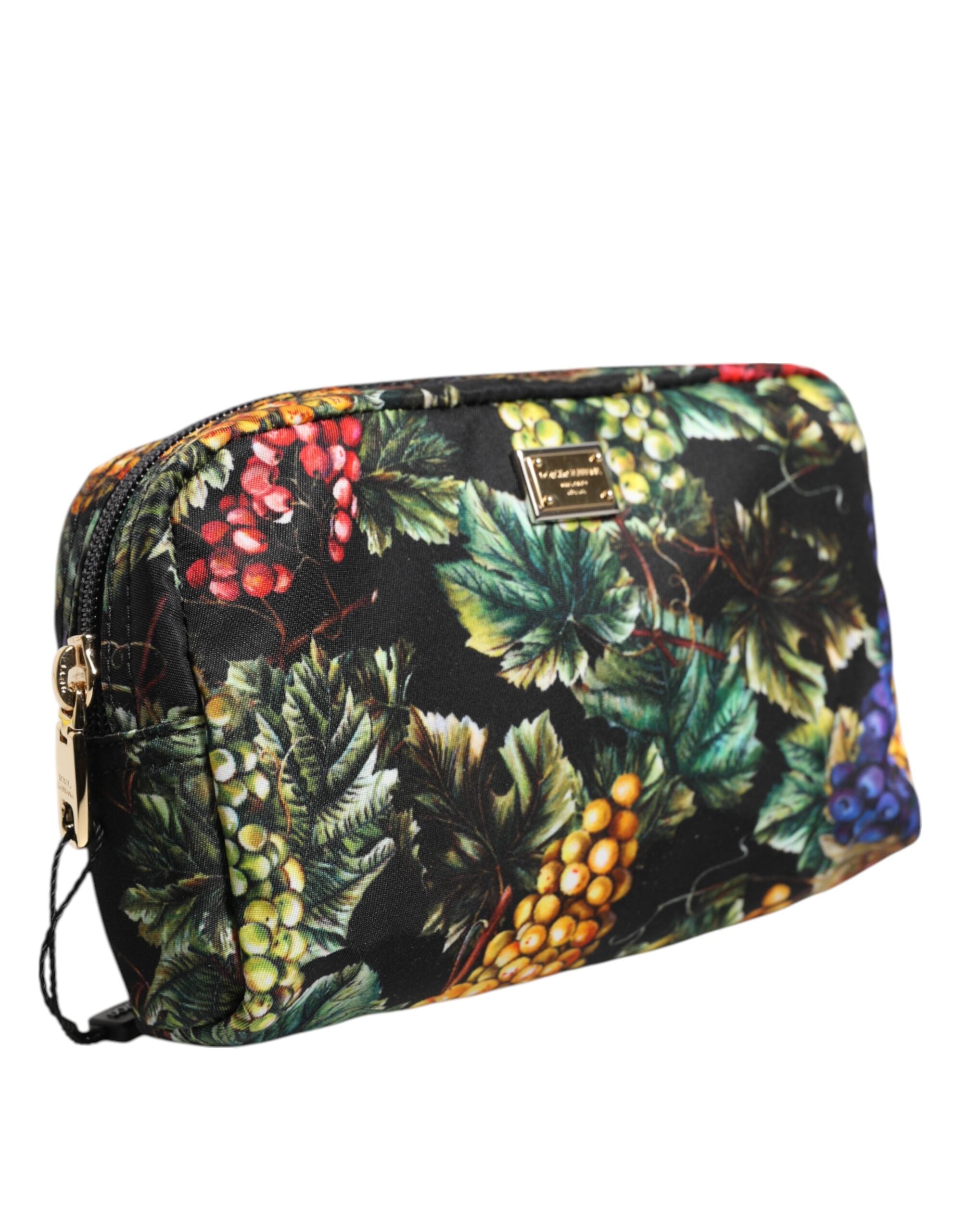 Multicolor Grape Print Clutch Logo Plaque Pouch Bag - ventzia