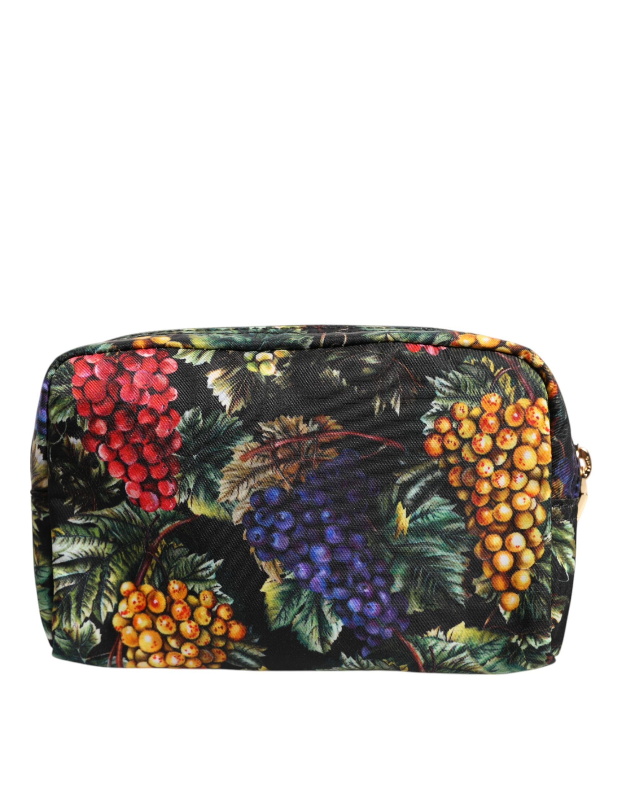 Multicolor Grape Print Clutch Logo Plaque Pouch Bag - ventzia