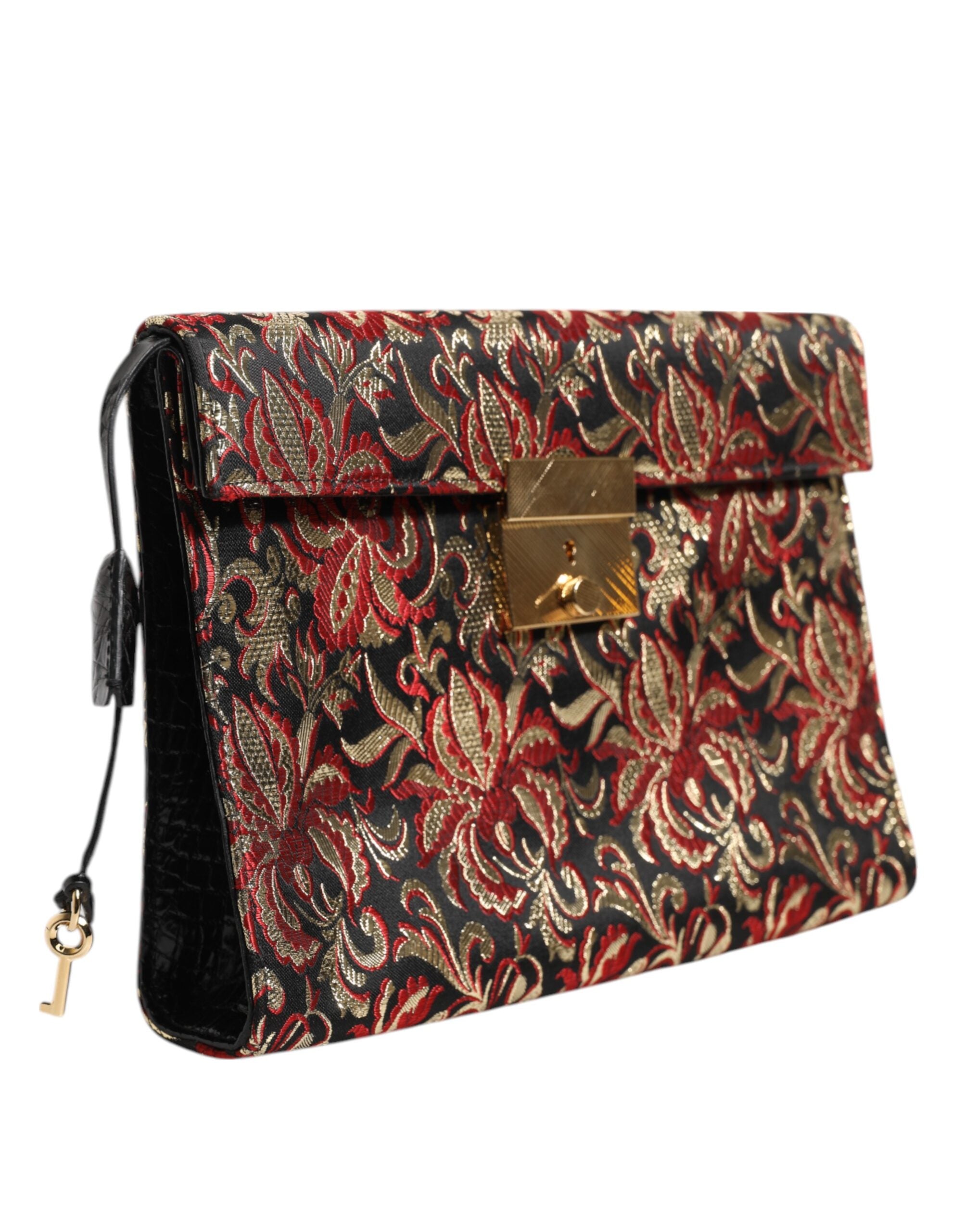 Multicolor Jacquard Floral Document Briefcase Bag - ventzia