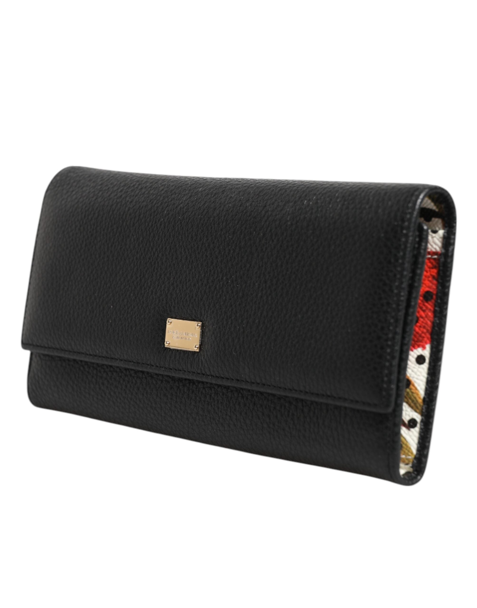 Black Leather Trifold Logo Plaque Card Holder Wallet - ventzia