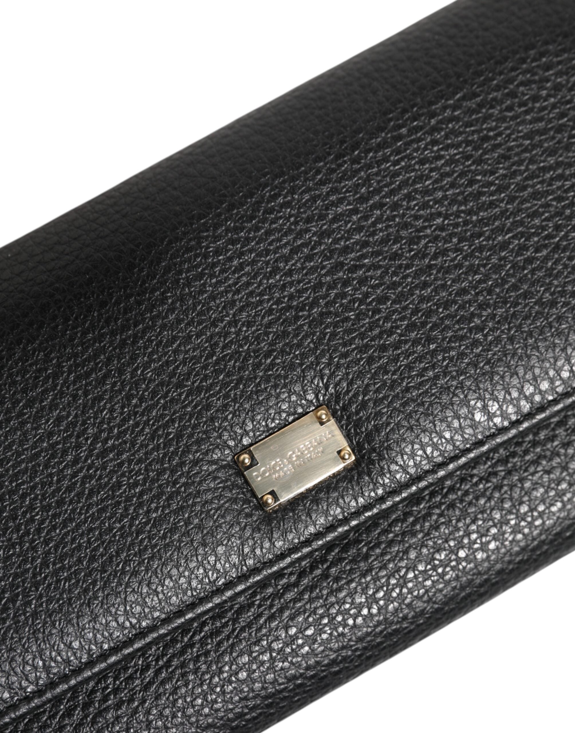 Black Leather Trifold Logo Plaque Card Holder Wallet - ventzia