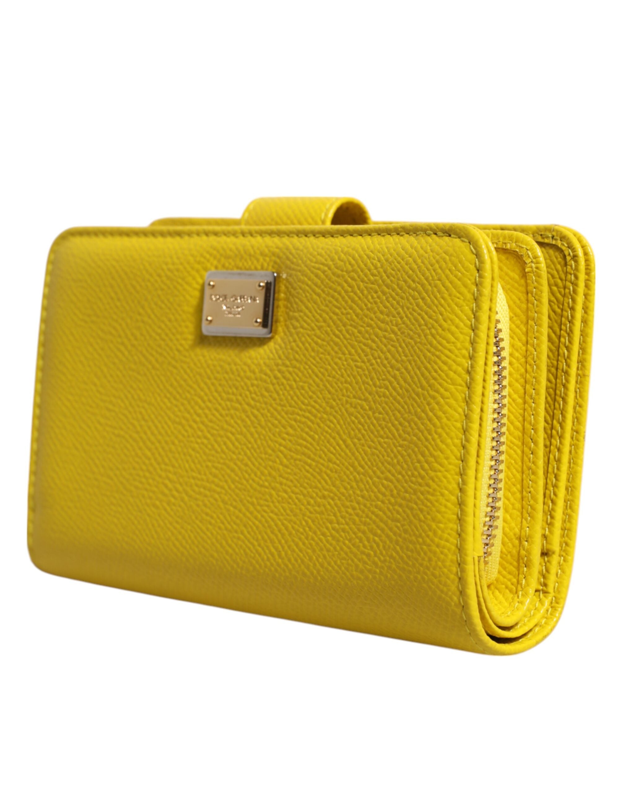 Yellow Leather Bifold Continental Clutch Wallet - ventzia