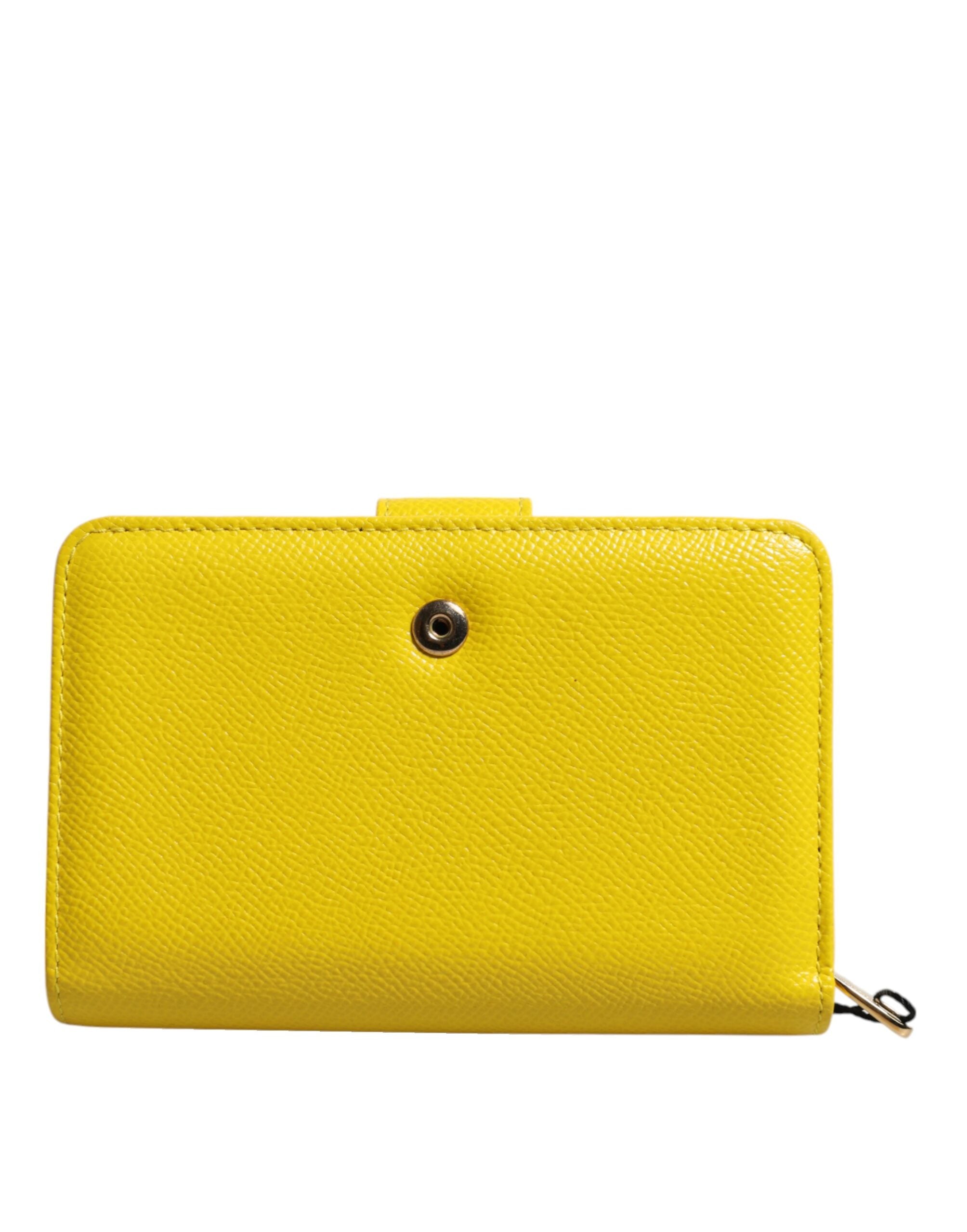 Yellow Leather Bifold Continental Clutch Wallet - ventzia