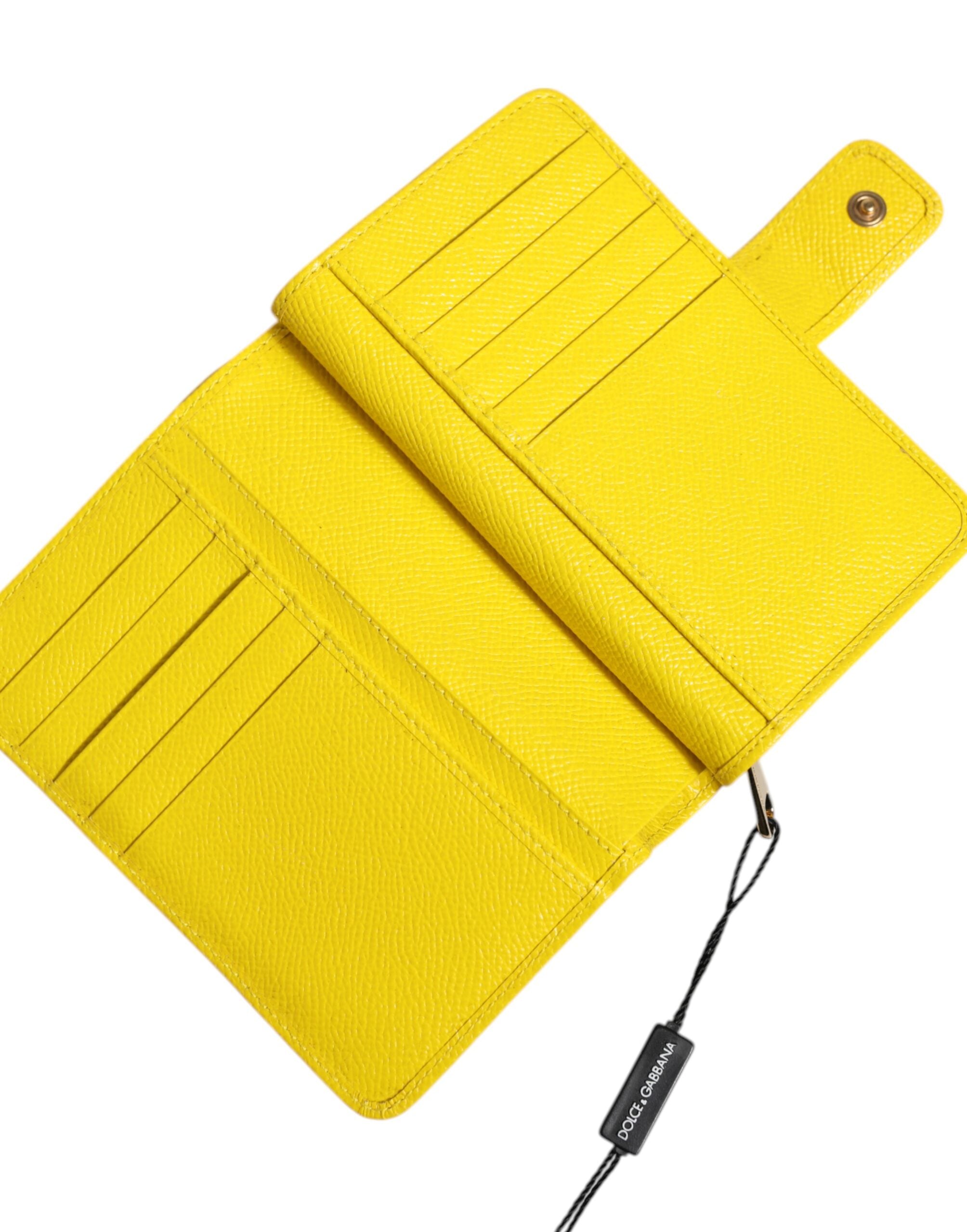 Yellow Leather Bifold Continental Clutch Wallet - ventzia