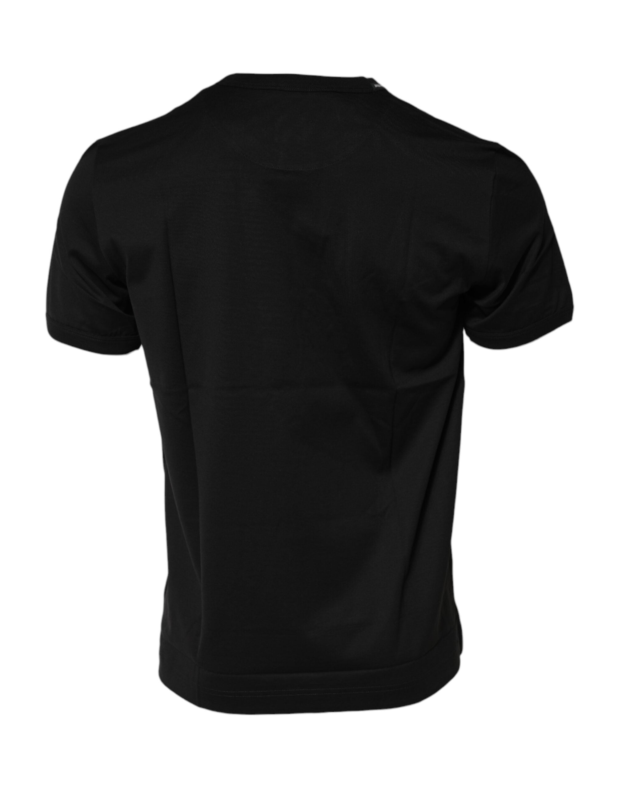 Black Cotton Logo Print Crew Neck T-shirt - ventzia