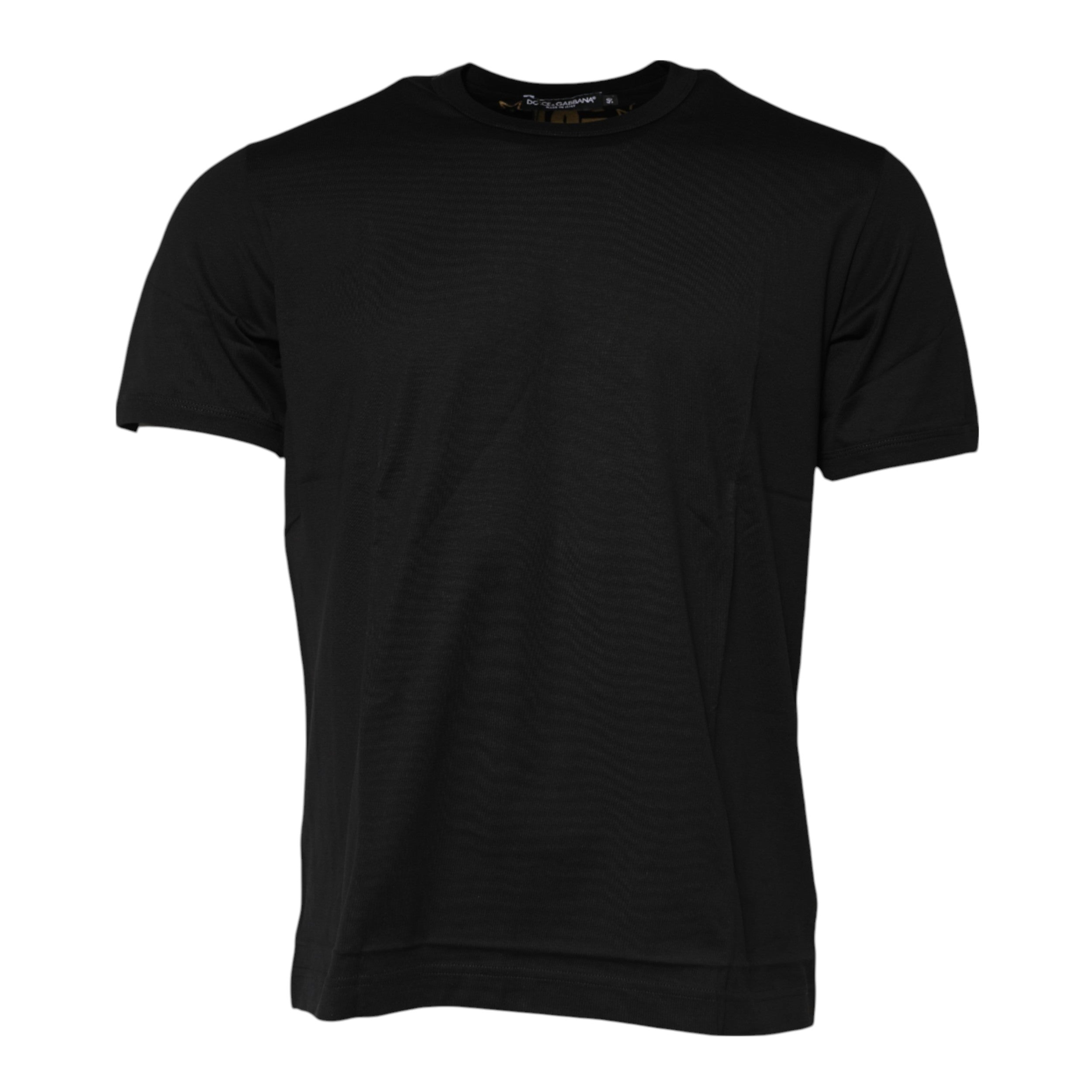 Black Cotton Logo Print Crew Neck T-shirt - ventzia