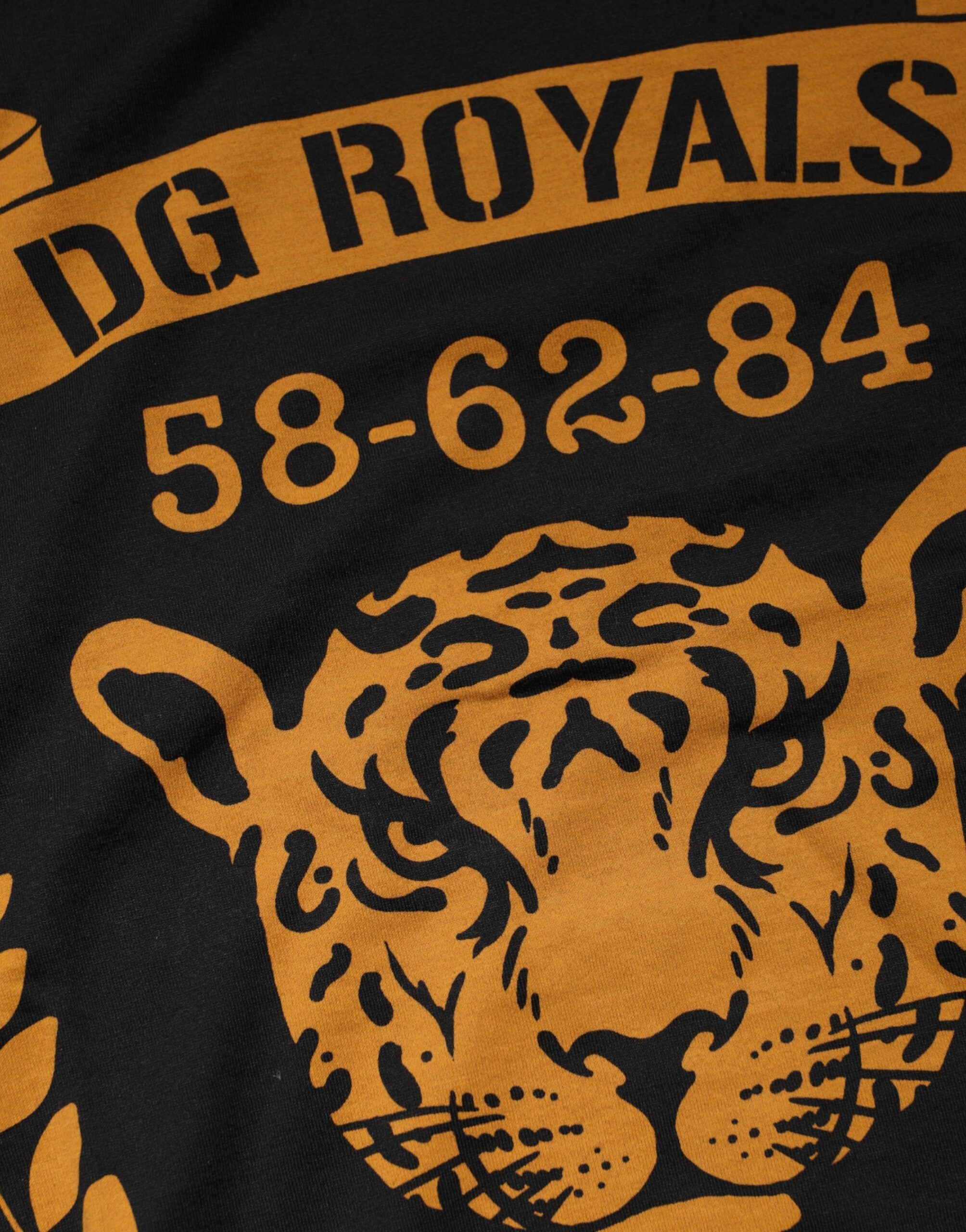 Black DG Royals Cotton Crew Neck T-shirt - ventzia