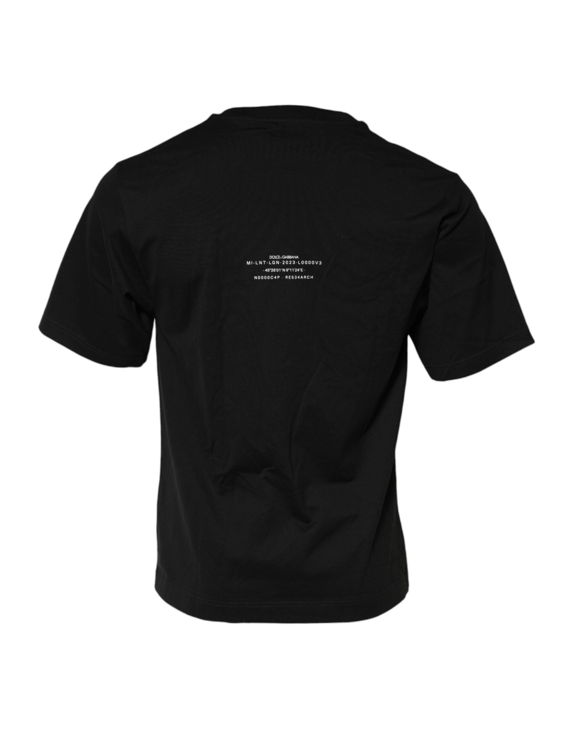 Black DG Vib3 Print Cotton Crew Neck T-shirt - ventzia