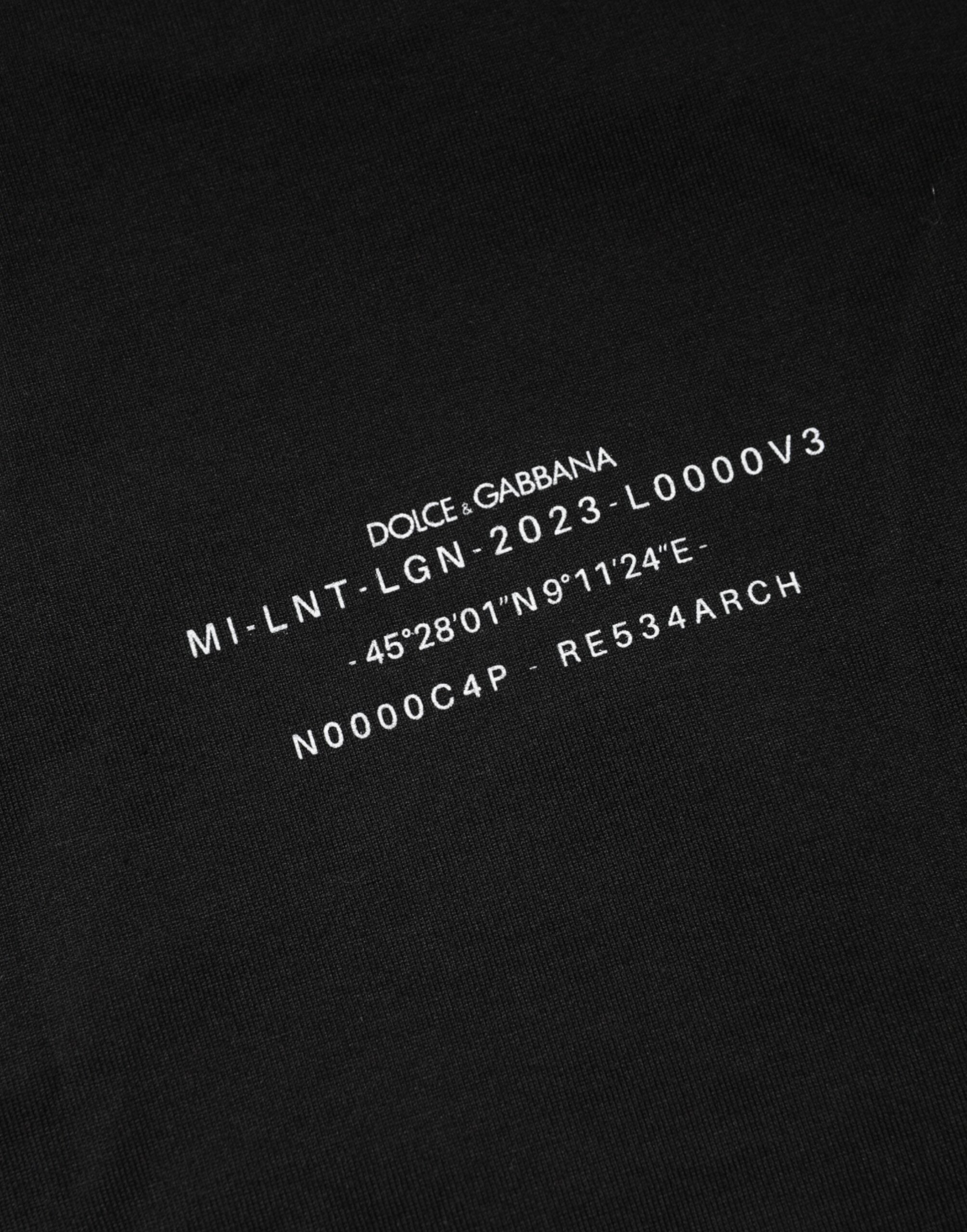 Black DG Vib3 Print Cotton Crew Neck T-shirt - ventzia