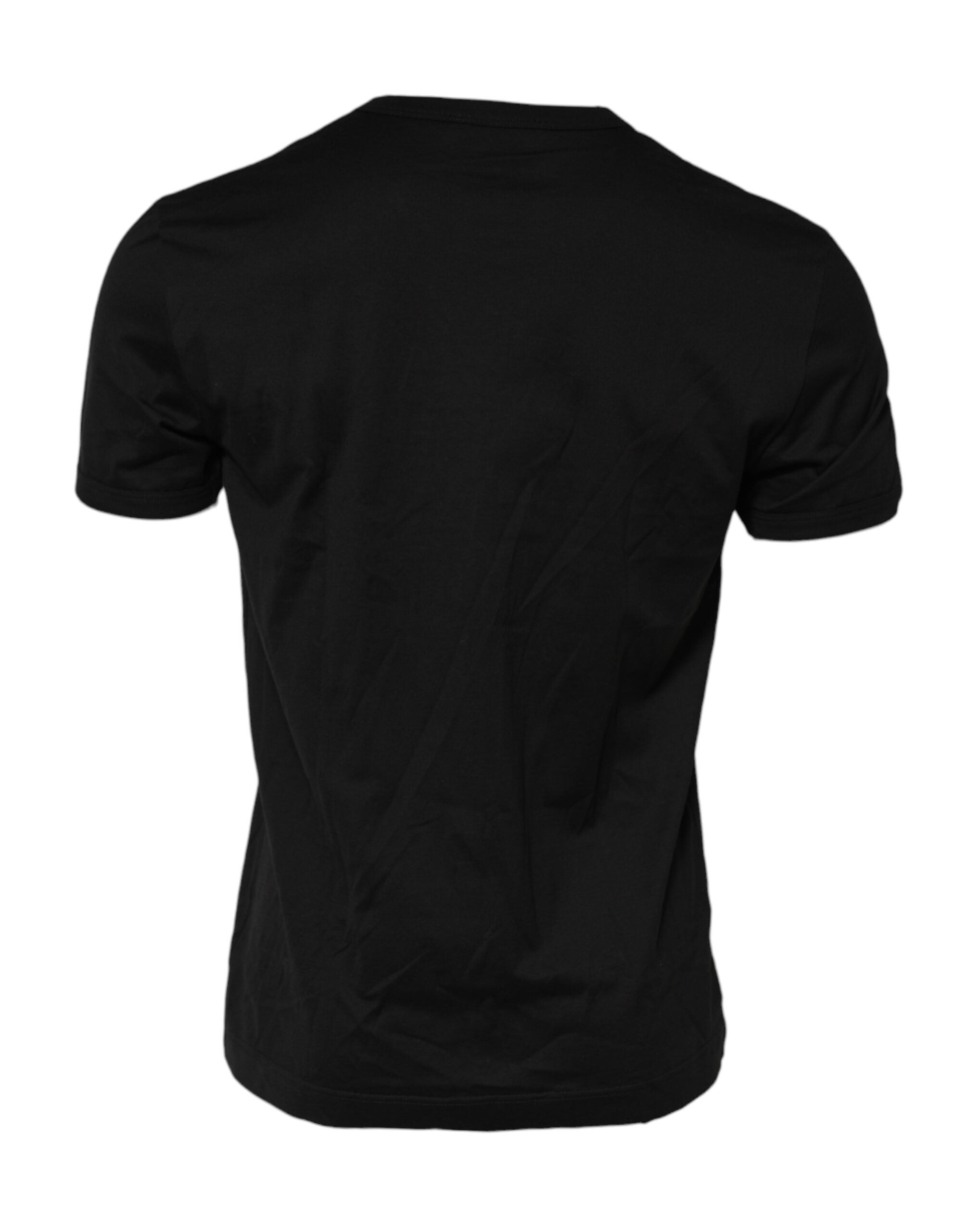 Black DG King Crown Cotton Crew Neck T-shirt - ventzia