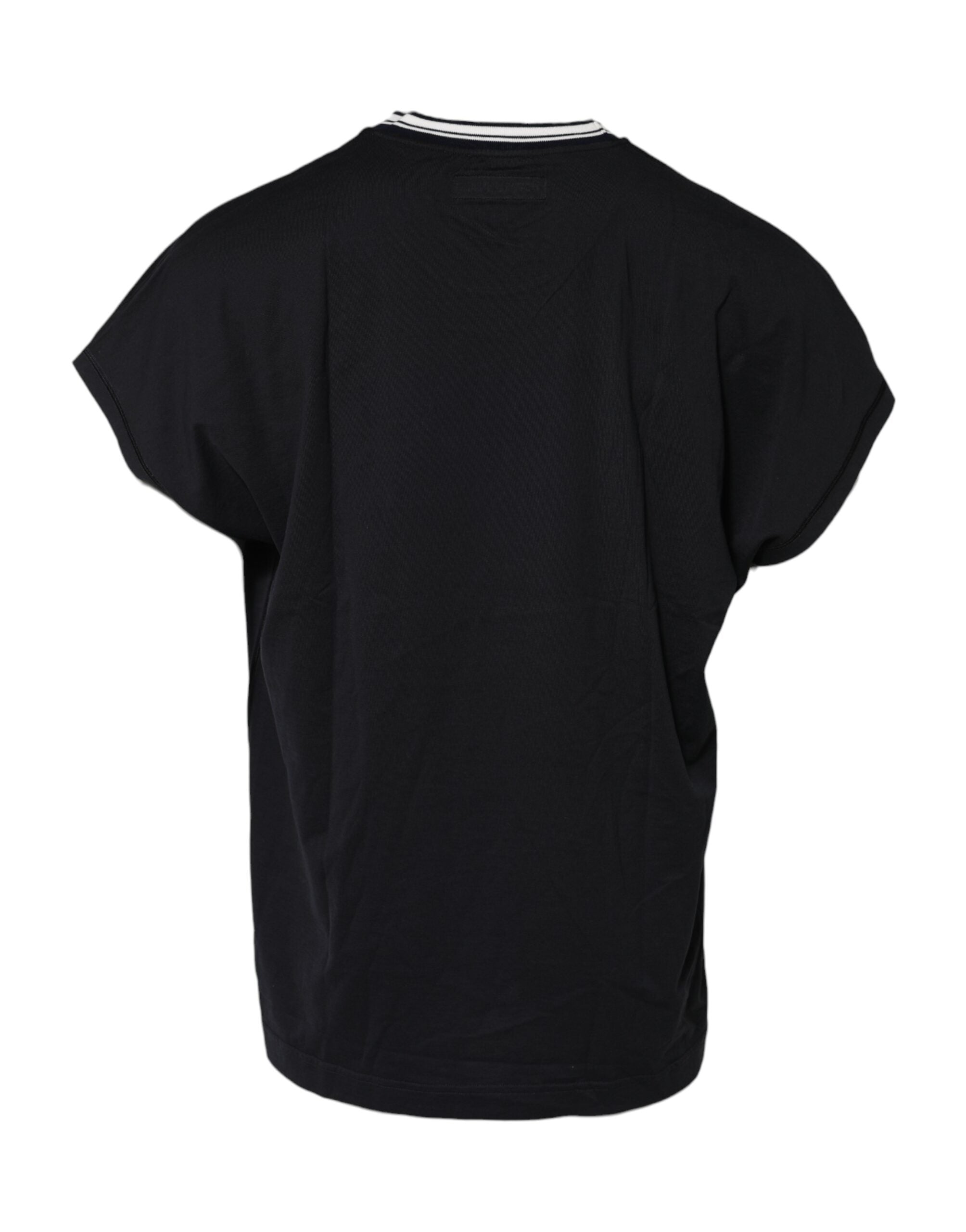 Dark Blue Venezia Crown Cotton Crew Neck T-shirt - ventzia