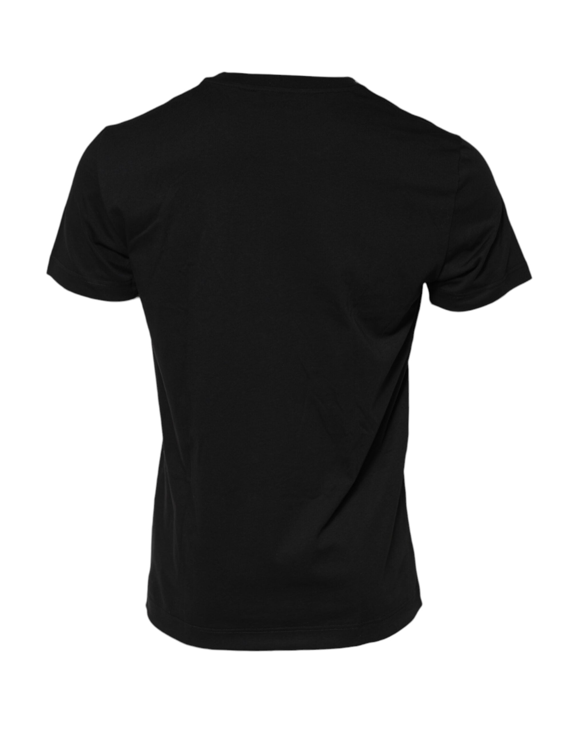 Black Logo Plaque Cotton Crew Neck T-shirt - ventzia