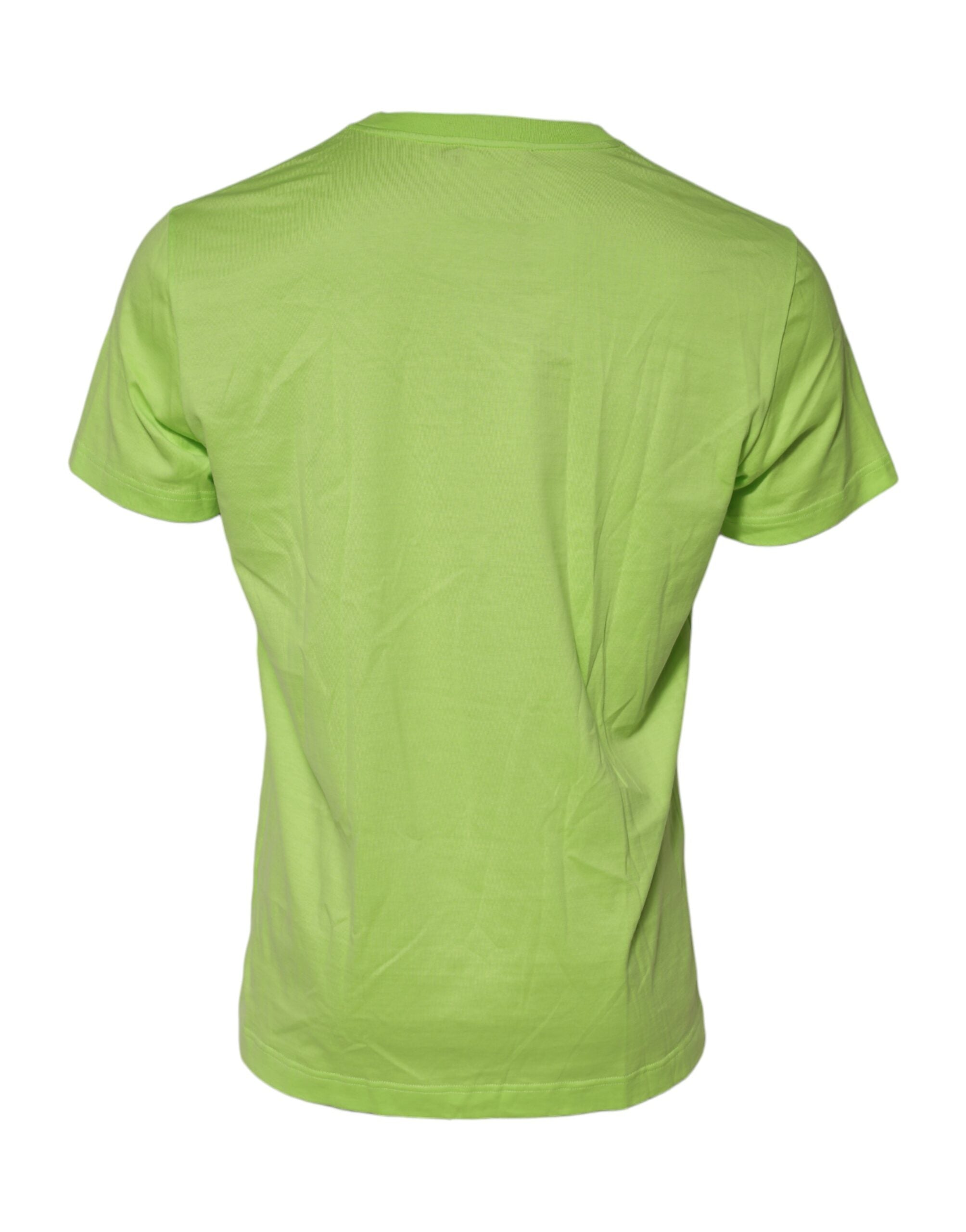 Green Embossed Logo Cotton Crew Neck T-shirt - ventzia
