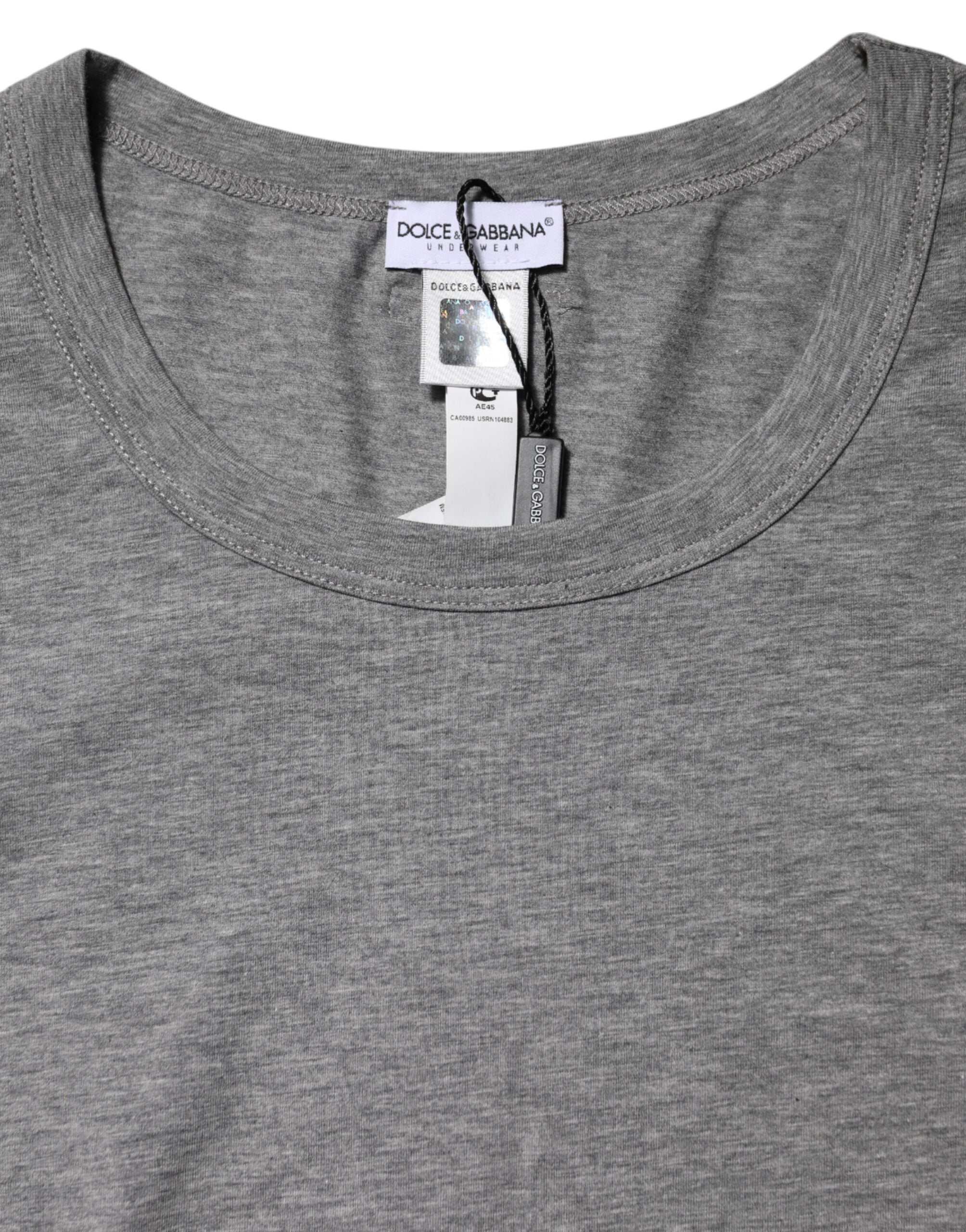 Gray Crew Neck Short Sleeves Underwear T-shirt - ventzia