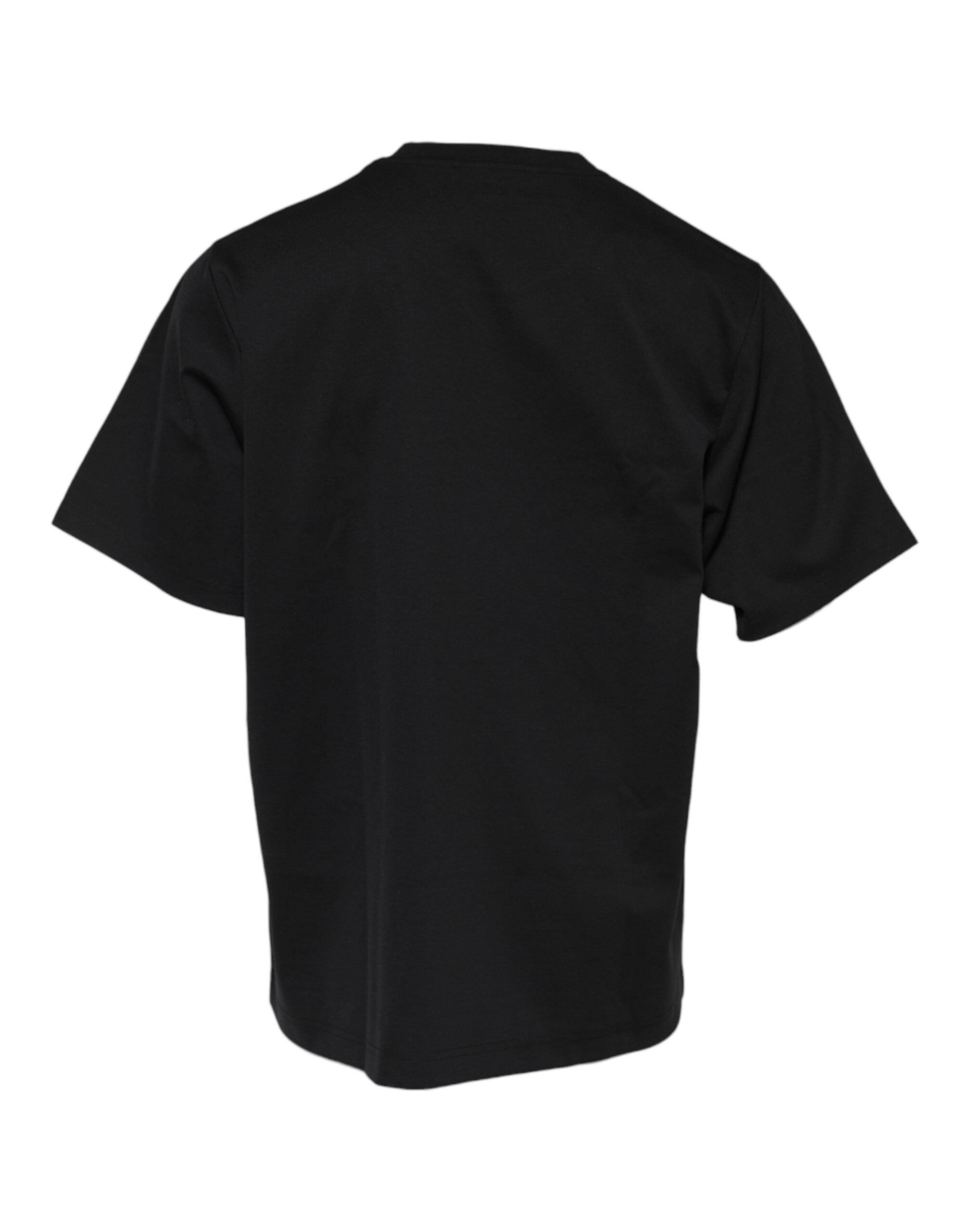 Black DG Logo Print Cotton Crew Neck T-shirt - ventzia