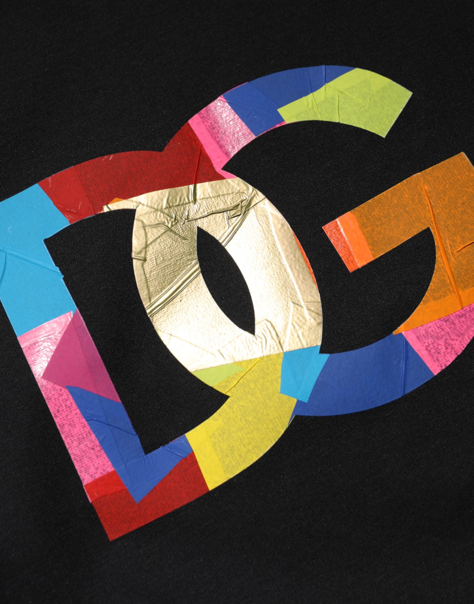 Black DG Logo Print Cotton Crew Neck T-shirt - ventzia