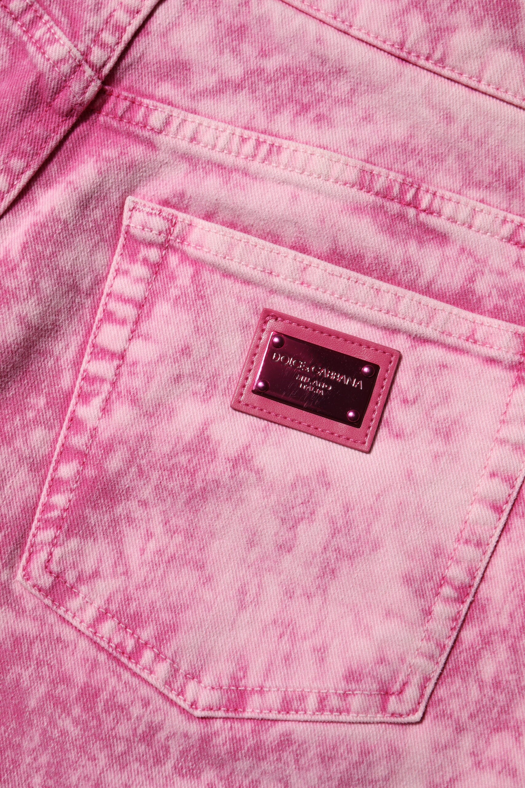 Pink Tie Dye High Waist Tapered Denim Jeans - ventzia