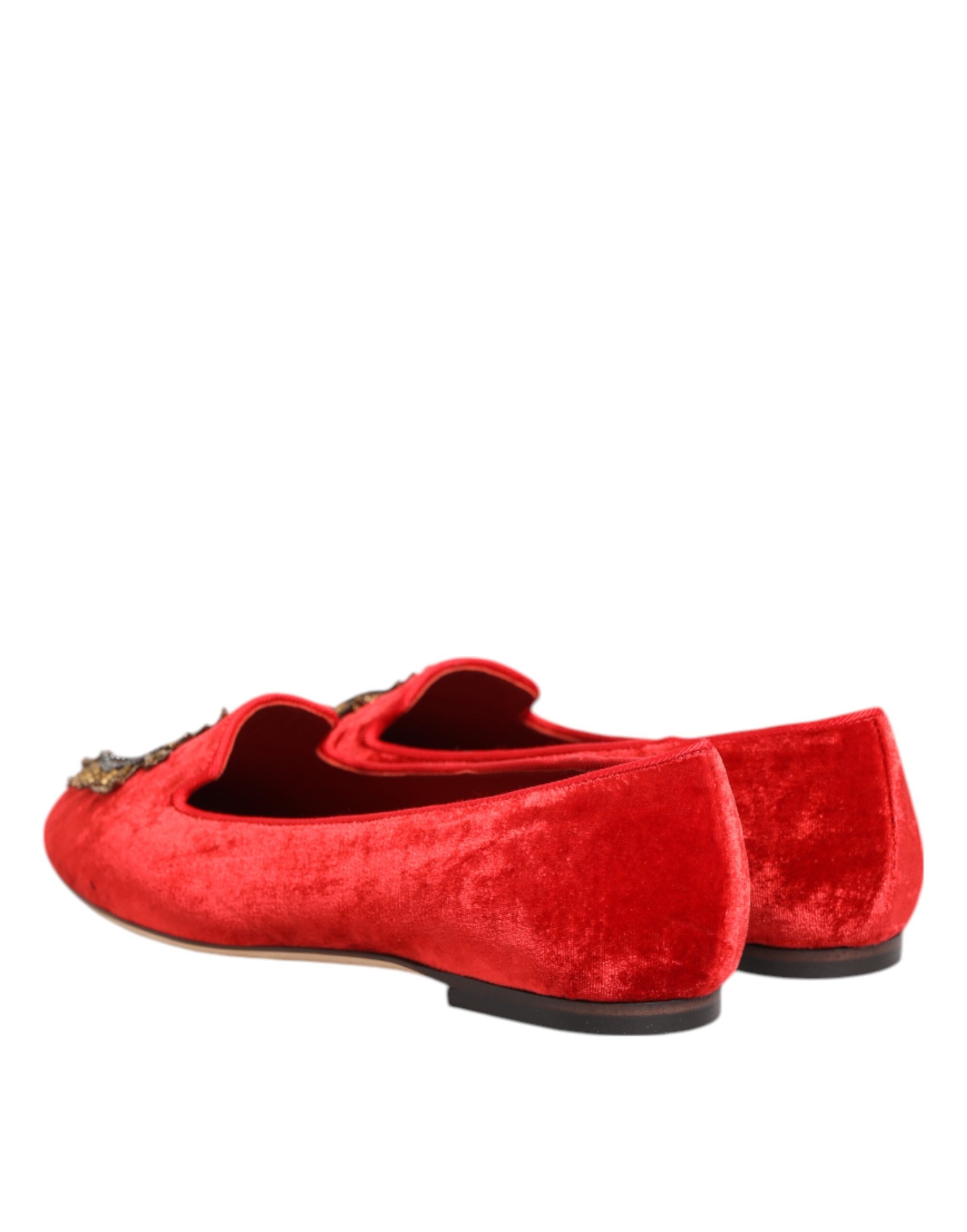 Red Velvet DG Heart Loafers Flats Shoes - ventzia