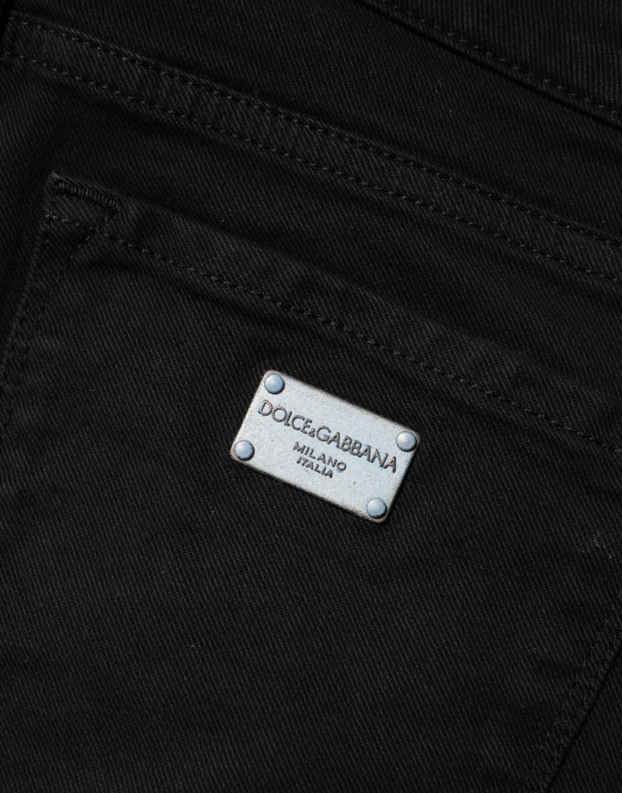 Black Cotton Skinny Mid Waist Denim Jeans - ventzia