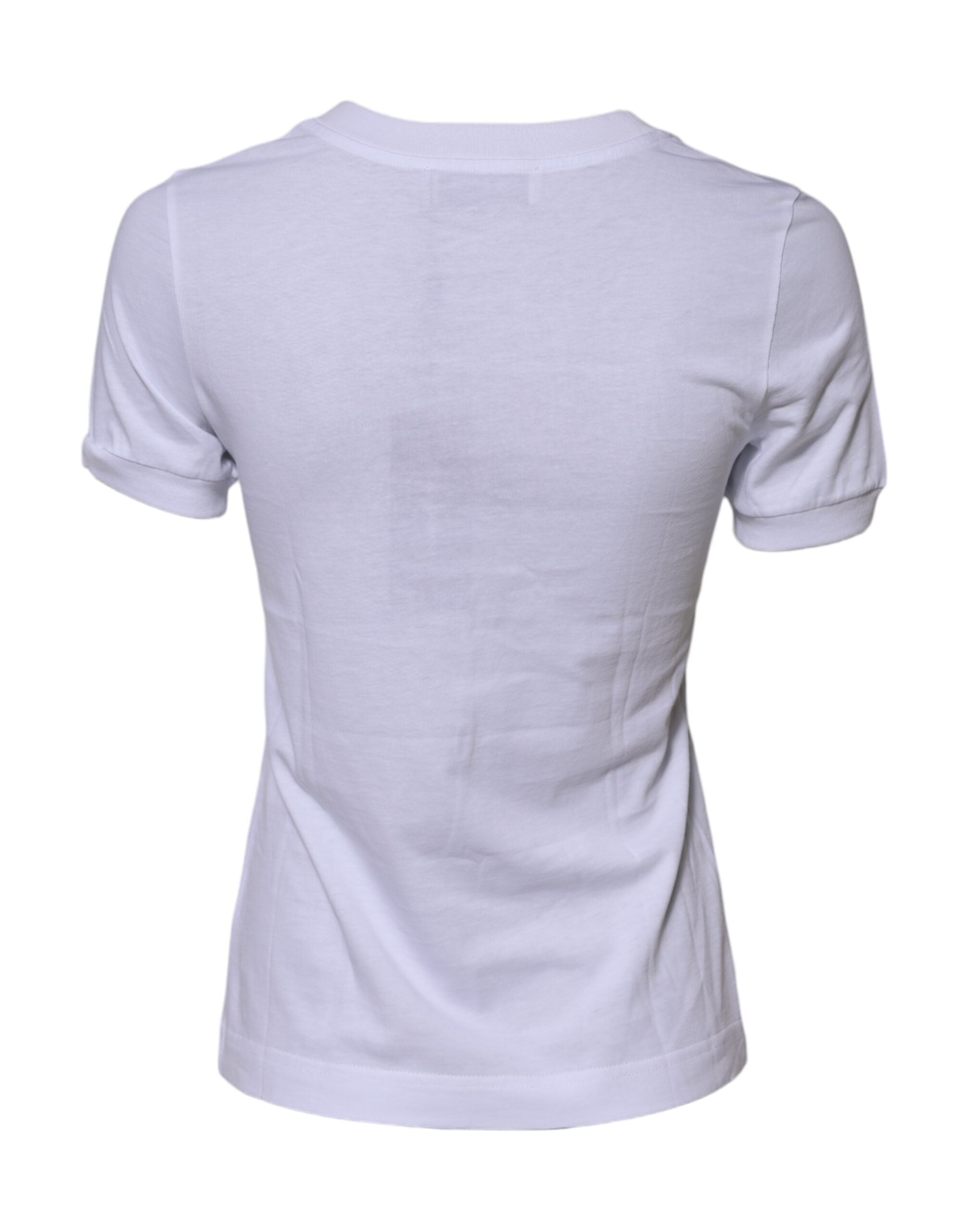 White Cotton DG Logo Embroidery Top T-shirt - ventzia