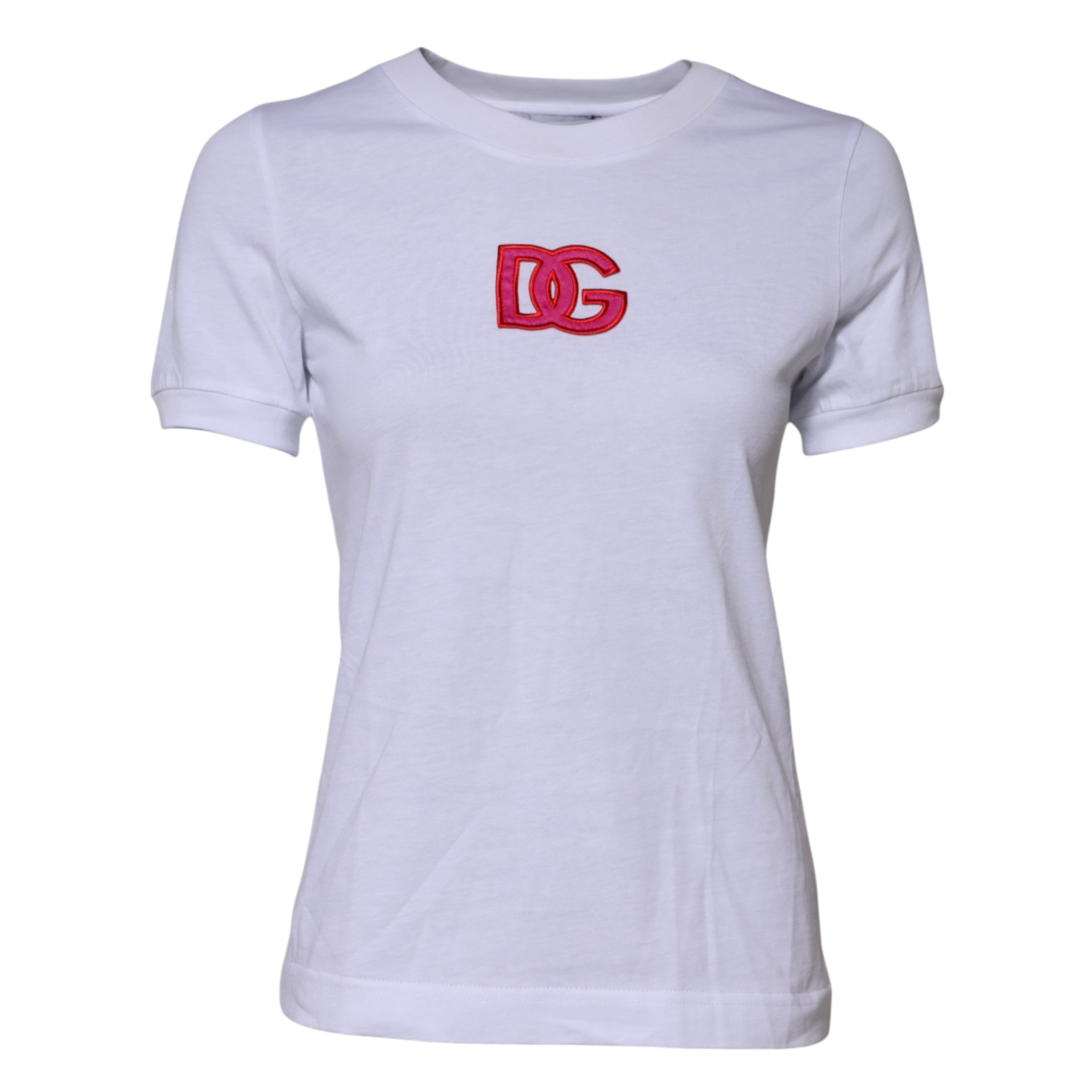 White Cotton DG Logo Embroidery Top T-shirt - ventzia