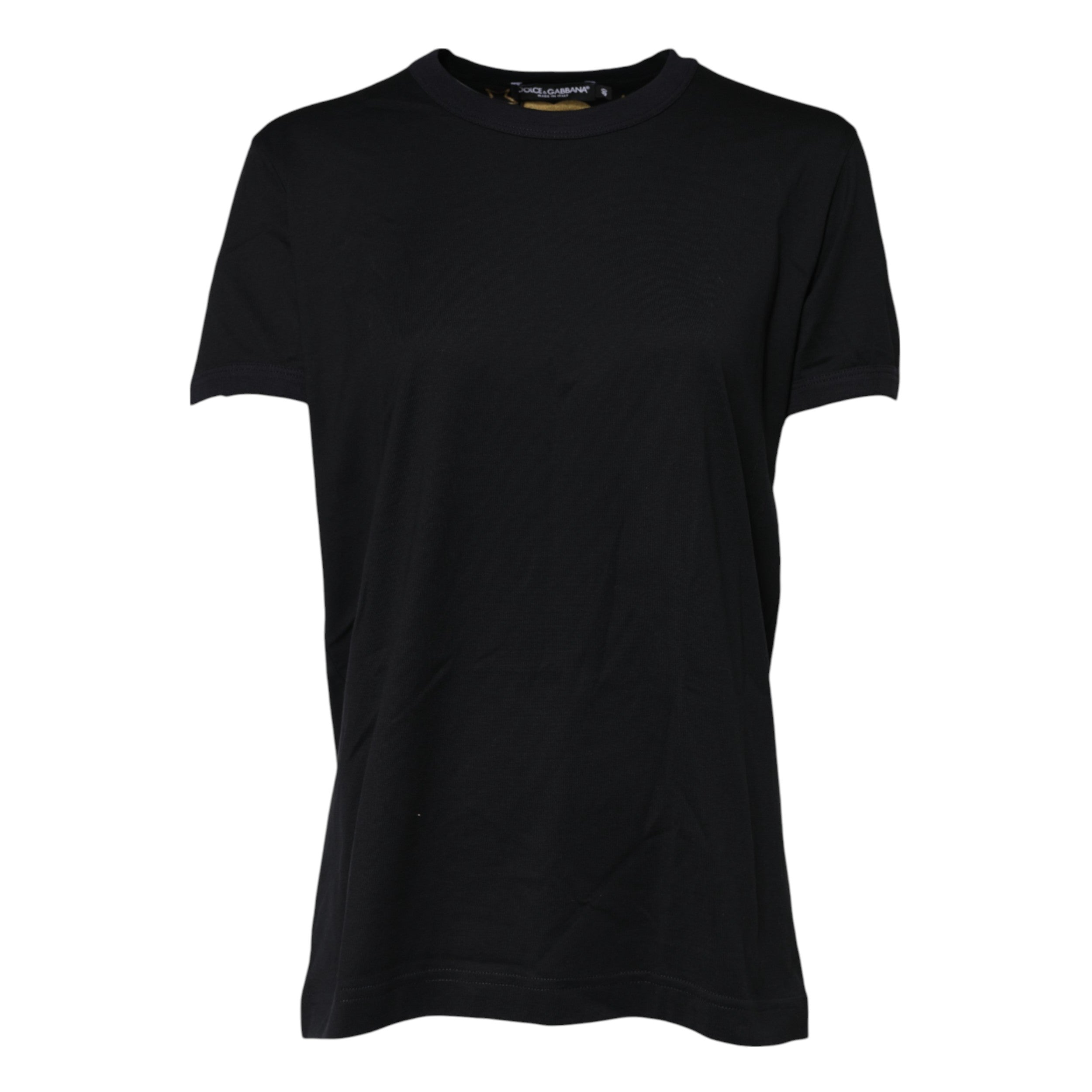 Black Cotton DG Print Short Sleeve Top T-shirt - ventzia