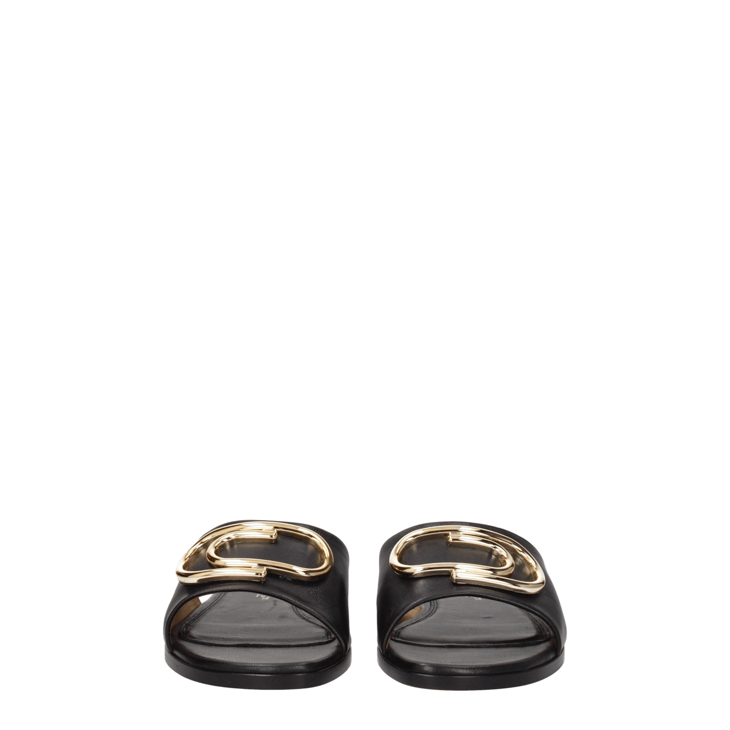 Black Leather Slippers - ventzia