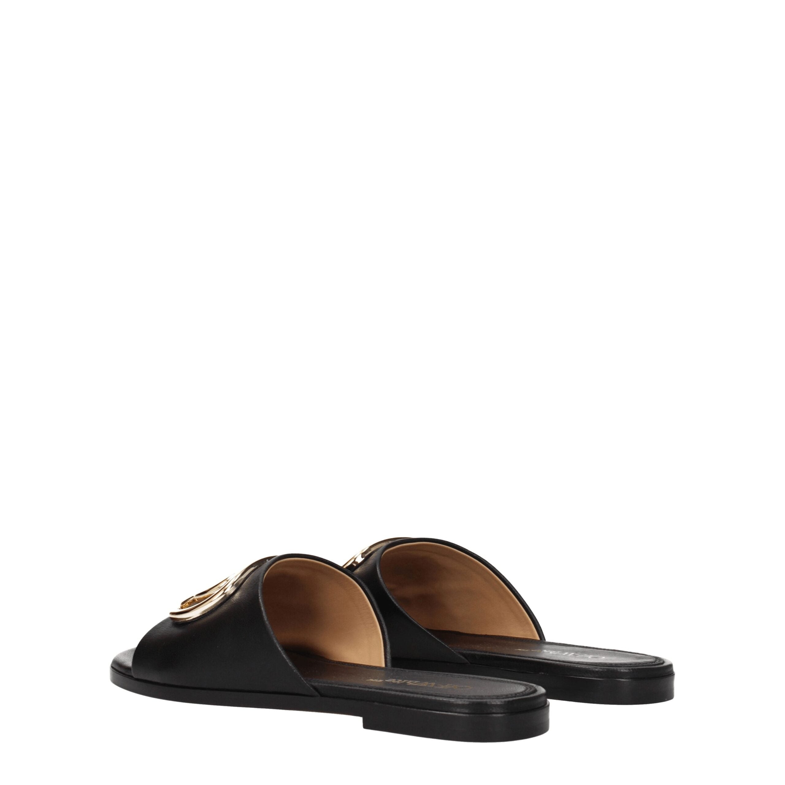 Black Leather Slippers - ventzia