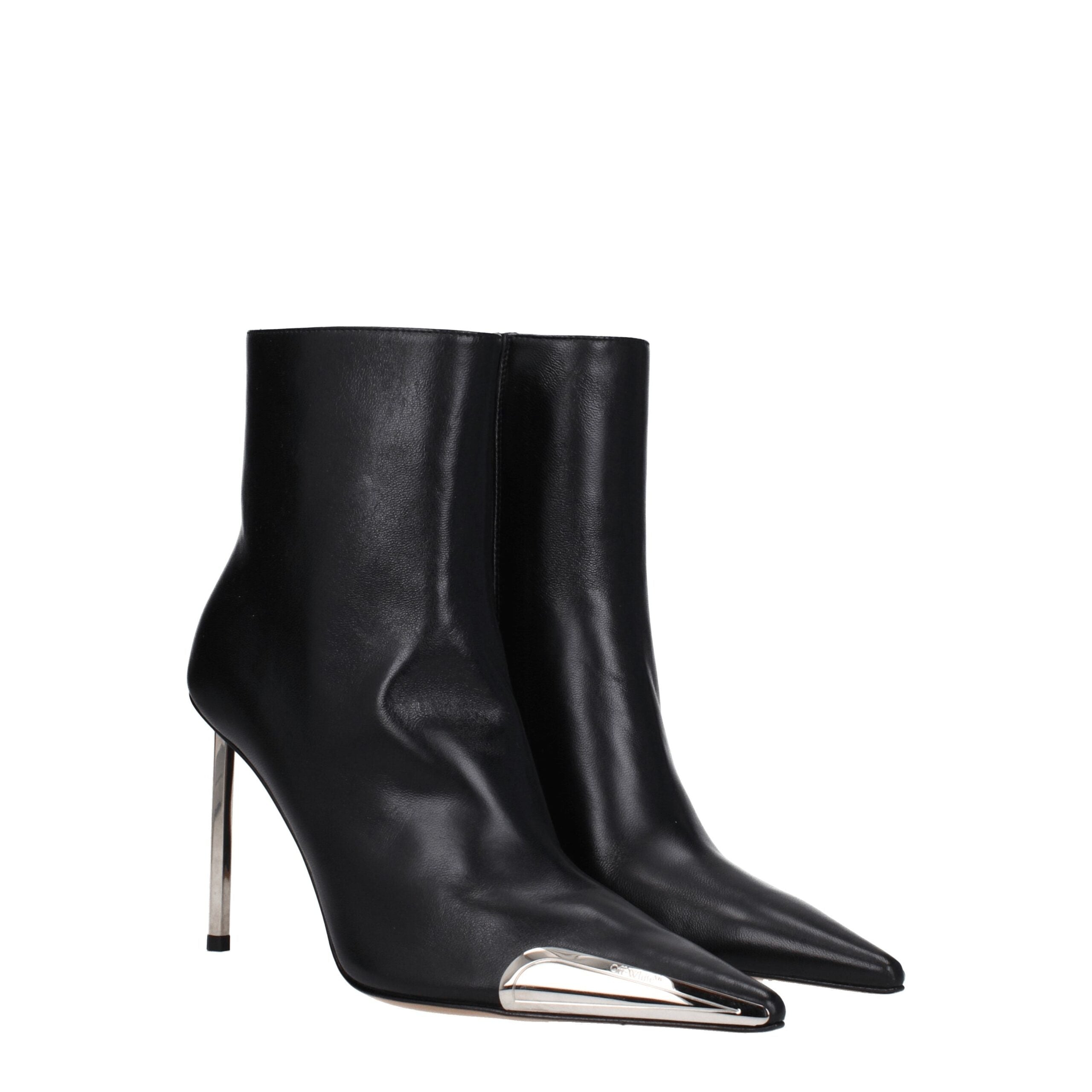 Black Leather Ankle Boots - ventzia
