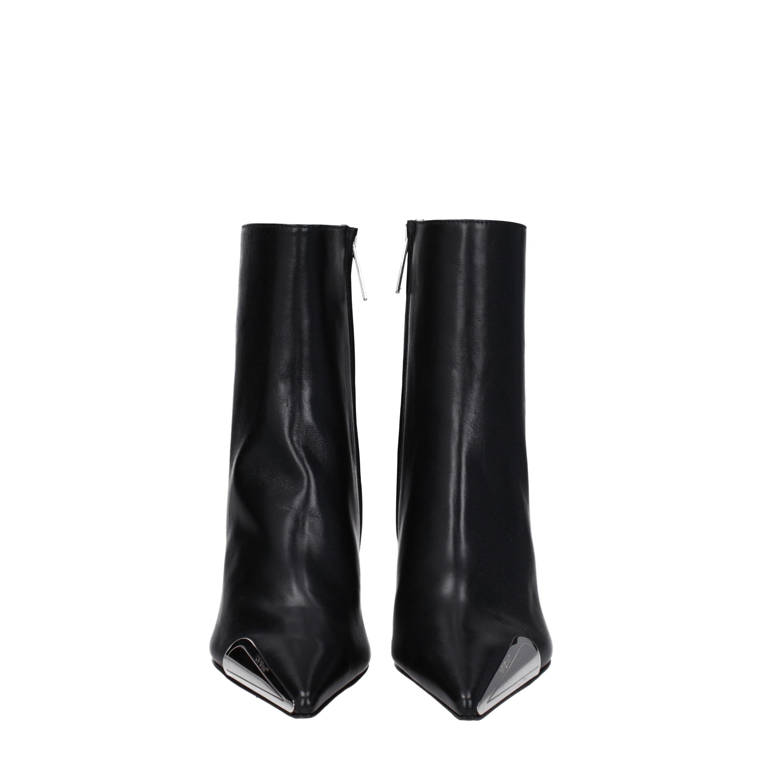 Black Leather Ankle Boots - ventzia