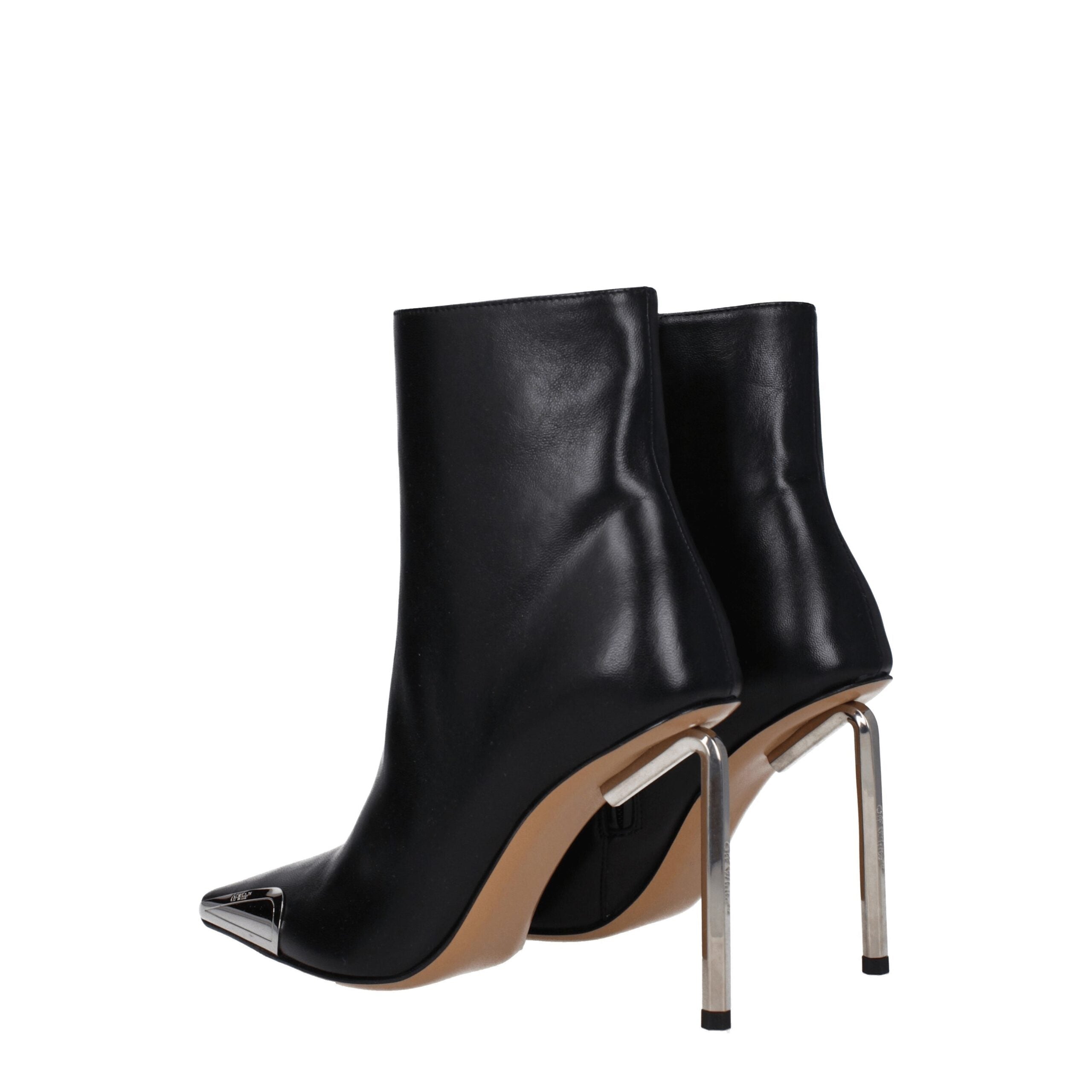 Black Leather Ankle Boots - ventzia