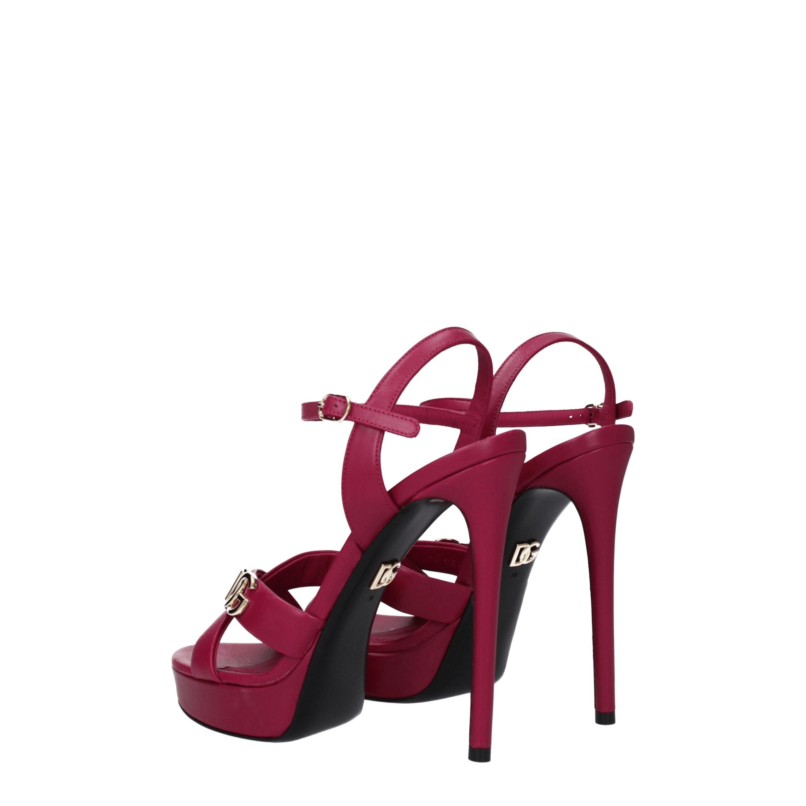 Pink Leather Platform Sandals - ventzia
