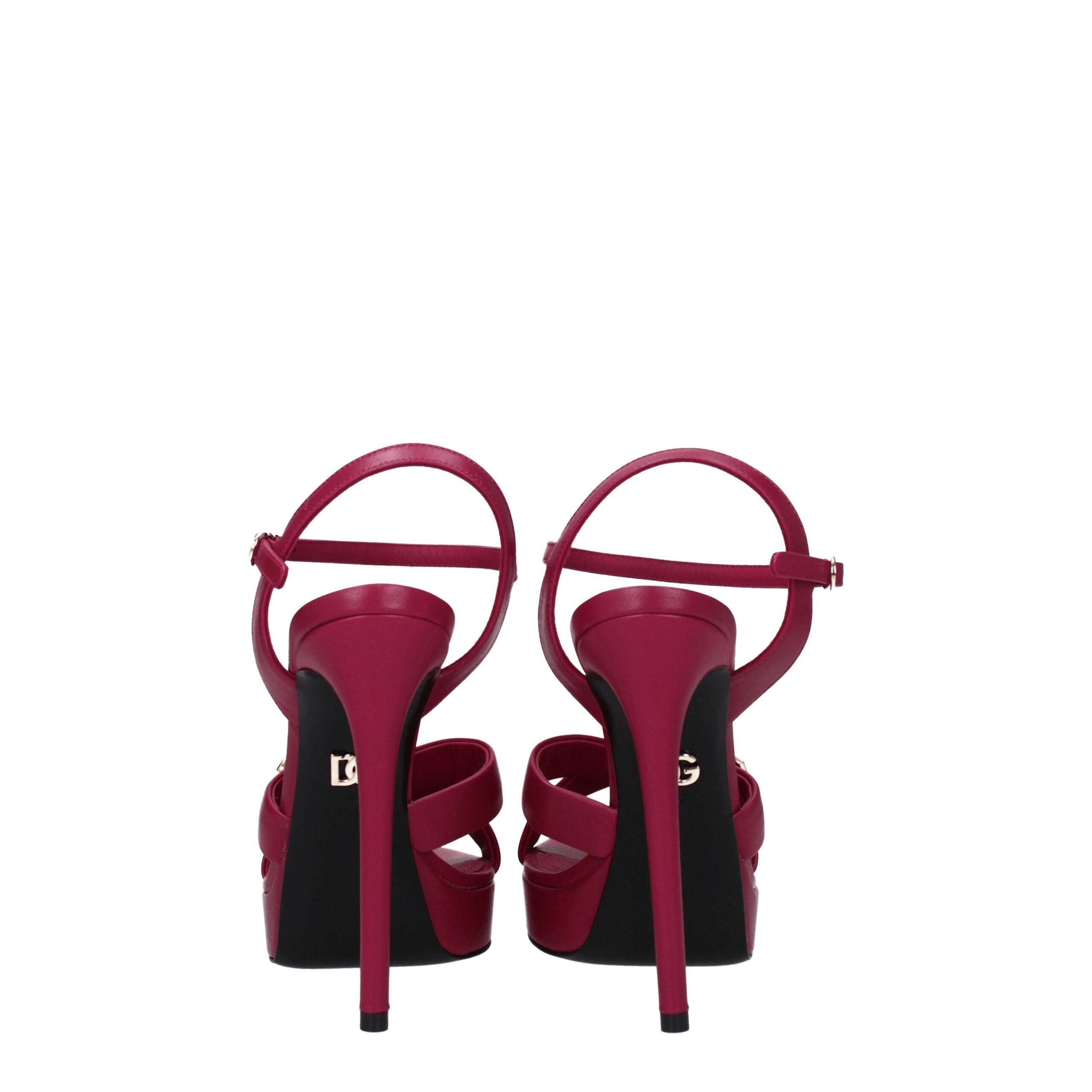 Pink Leather Platform Sandals - ventzia