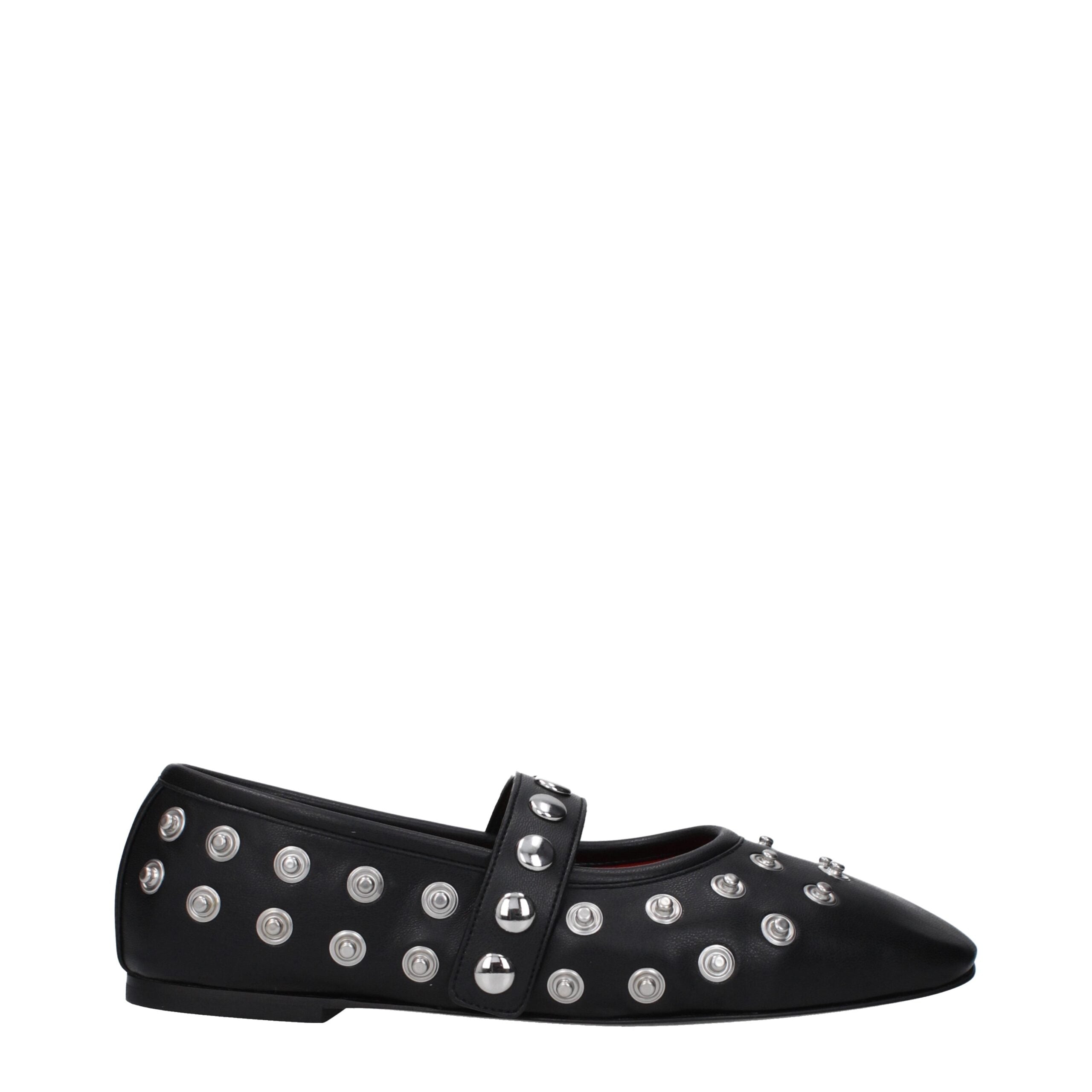 Black Leather Ballet Flats - ventzia