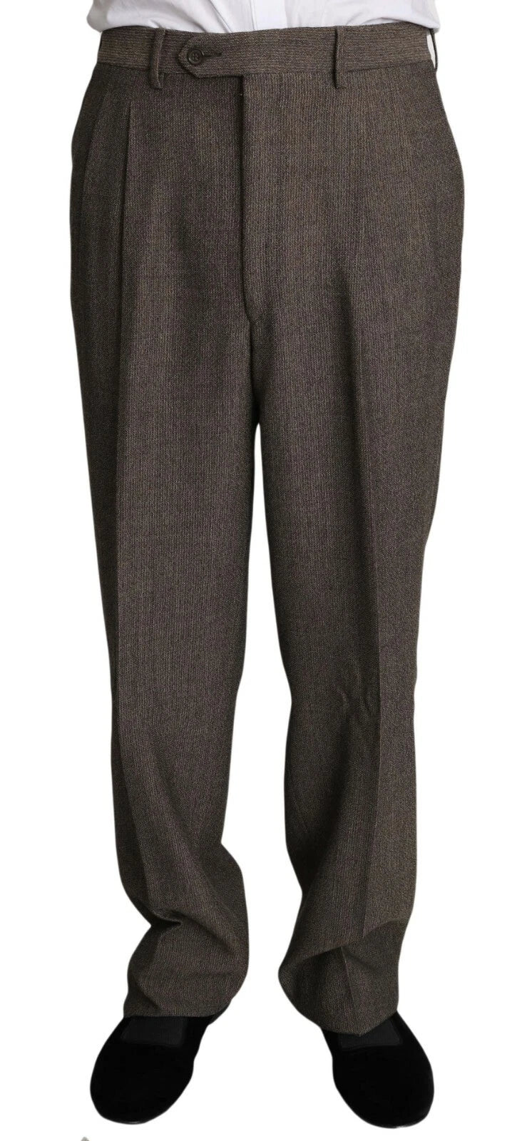 Brown Single Breasted Wool Suit - ventzia