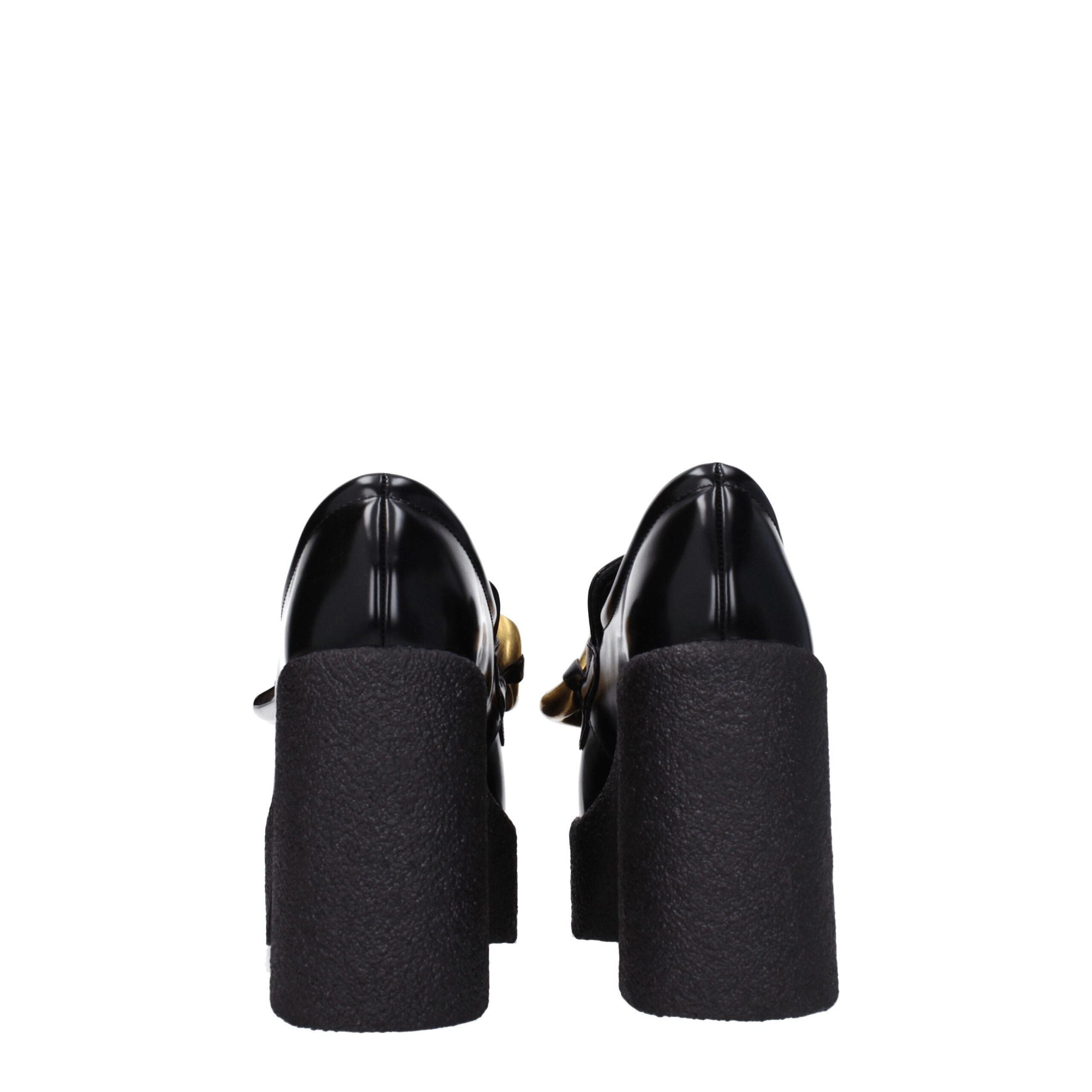 Black Leather Platform Loafers - ventzia