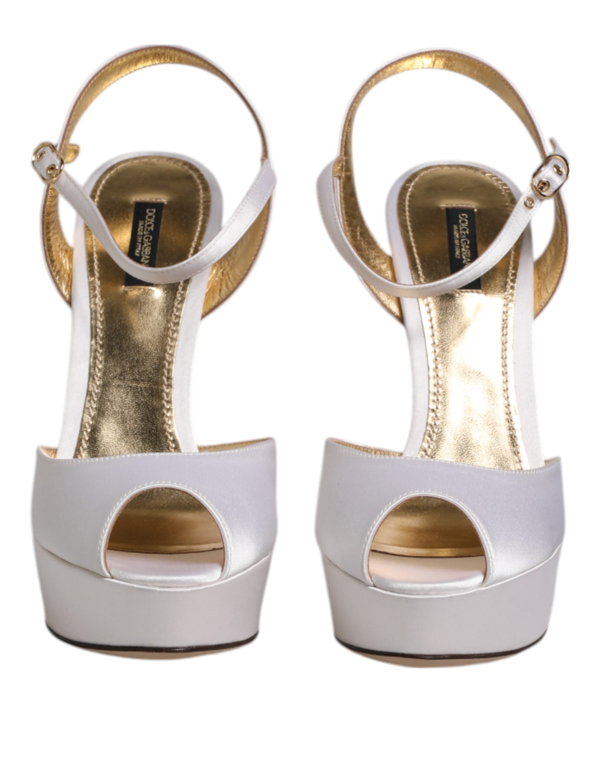 White Satin Platform Heels Sandals Shoes - ventzia