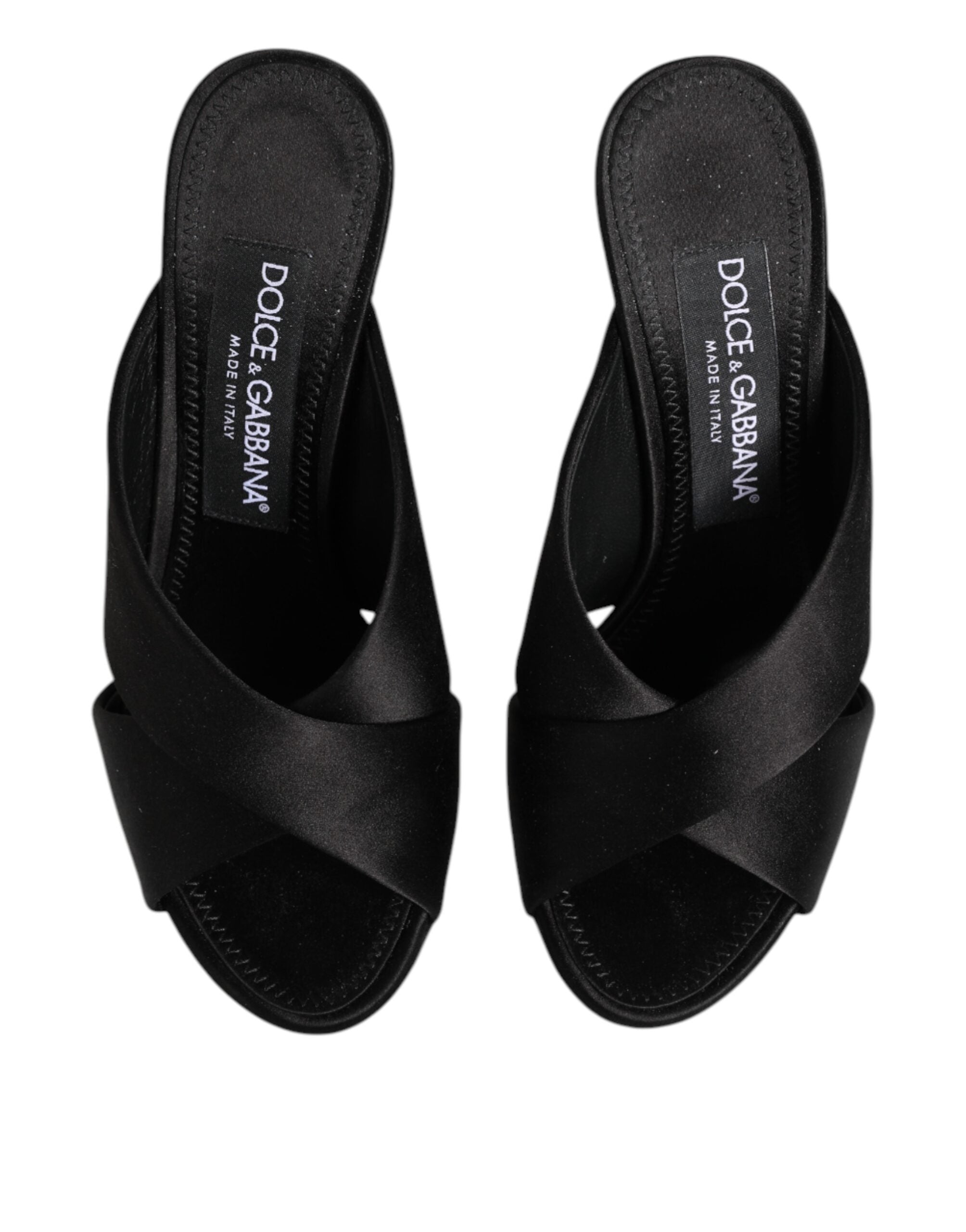Black Logo KEIRA Satin Slides Sandals Shoes - ventzia