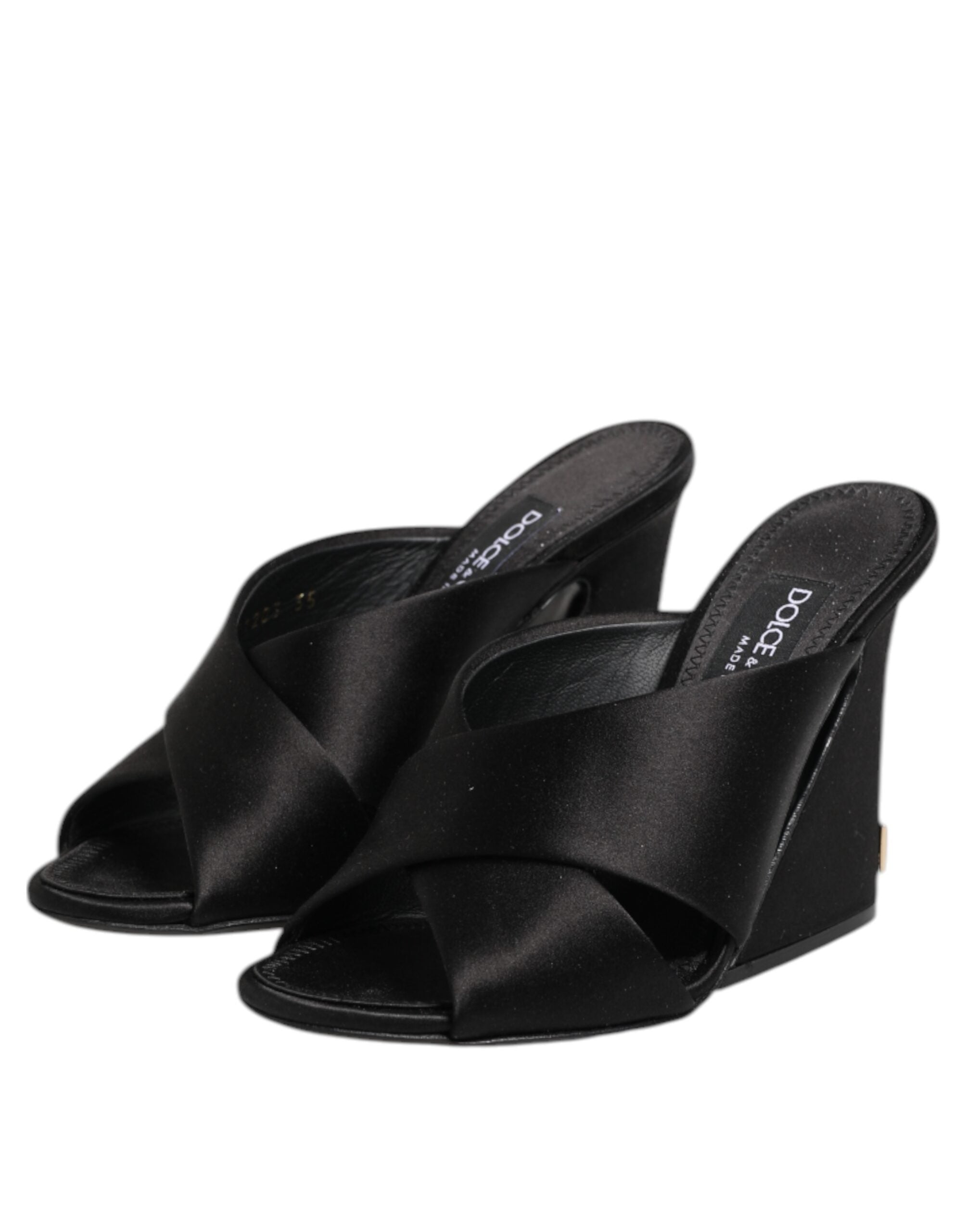 Black Logo KEIRA Satin Slides Sandals Shoes - ventzia