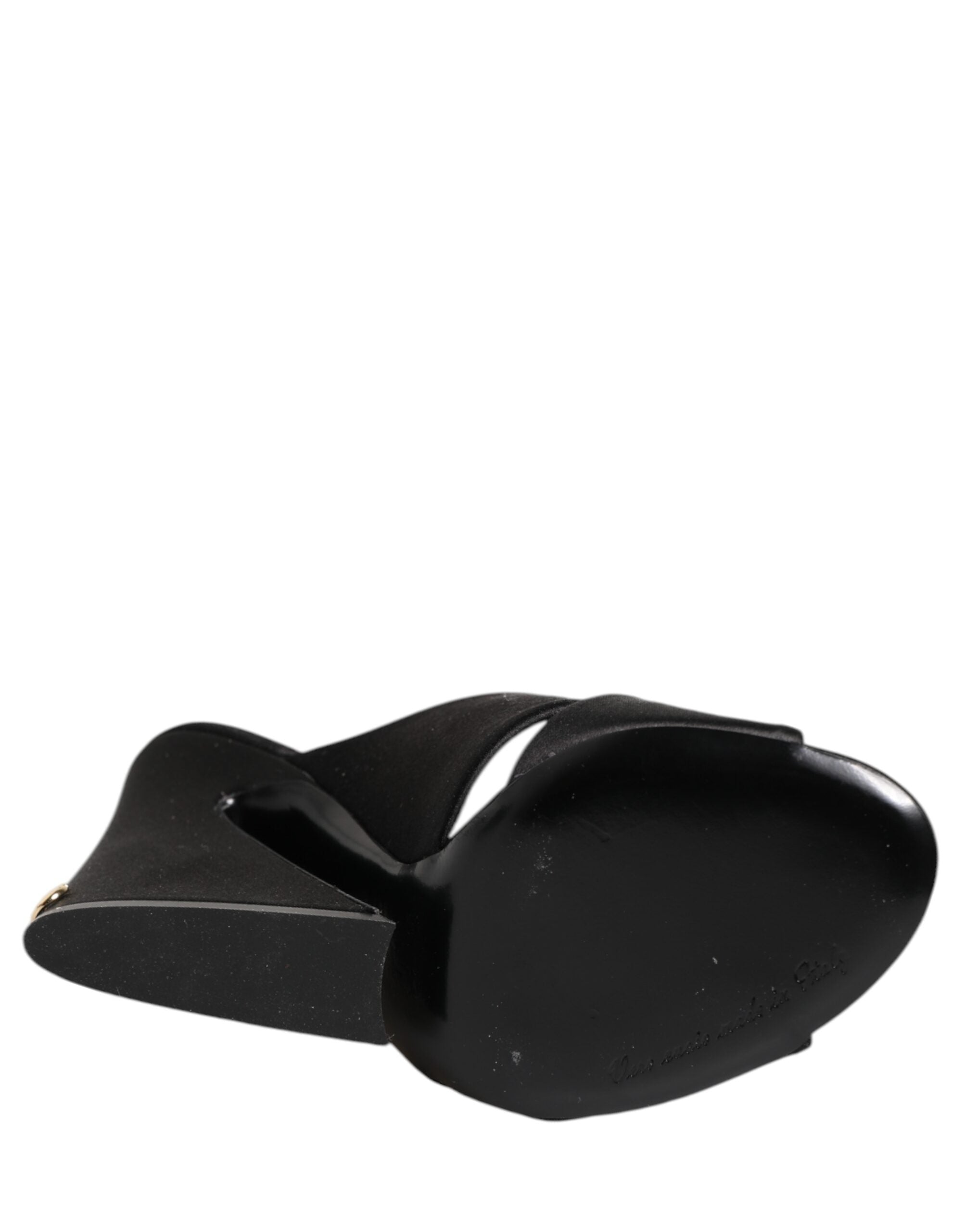 Black Logo KEIRA Satin Slides Sandals Shoes - ventzia